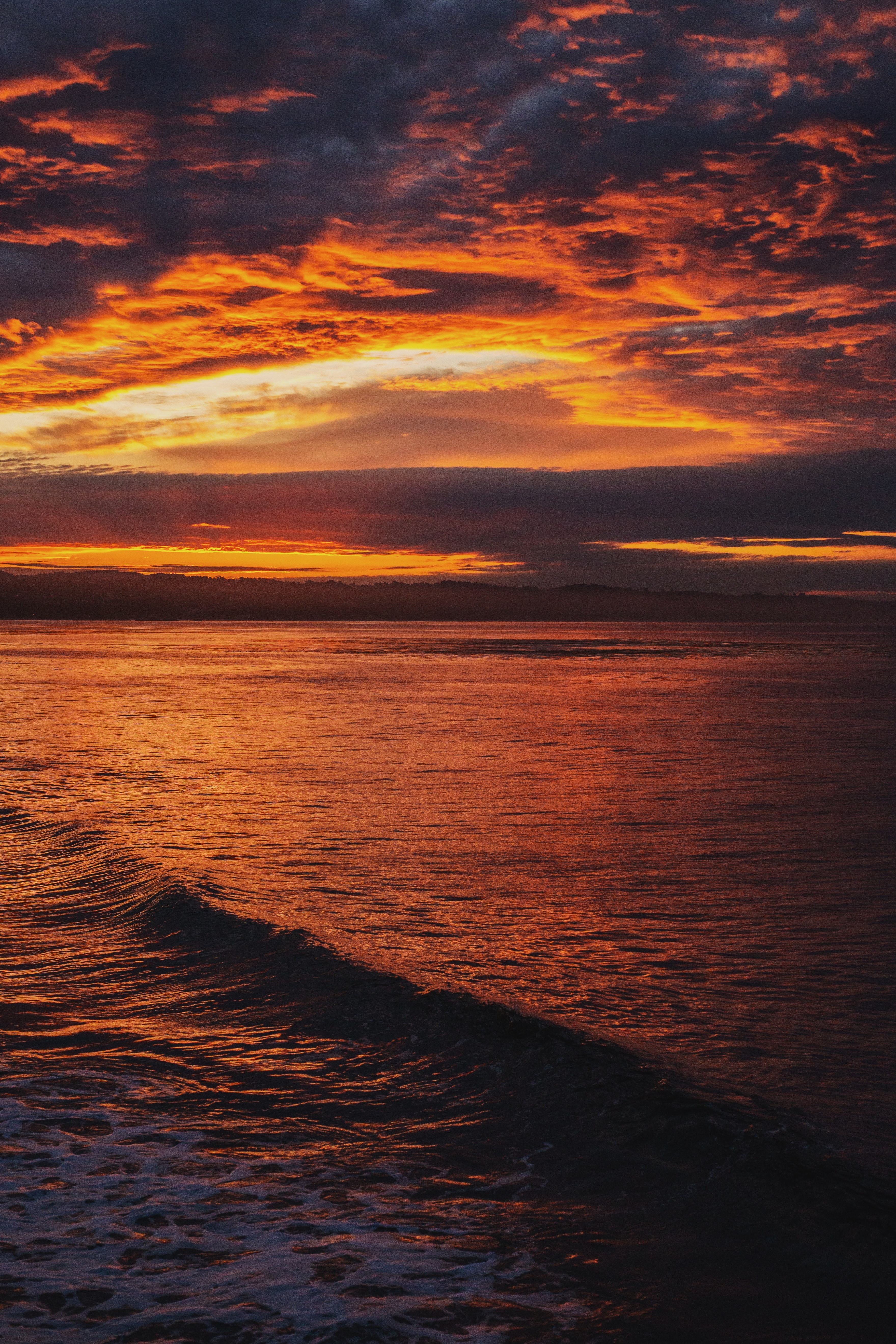 Handy-Wallpaper Horizont, Sunset, Natur, Wasser, Waves kostenlos herunterladen.