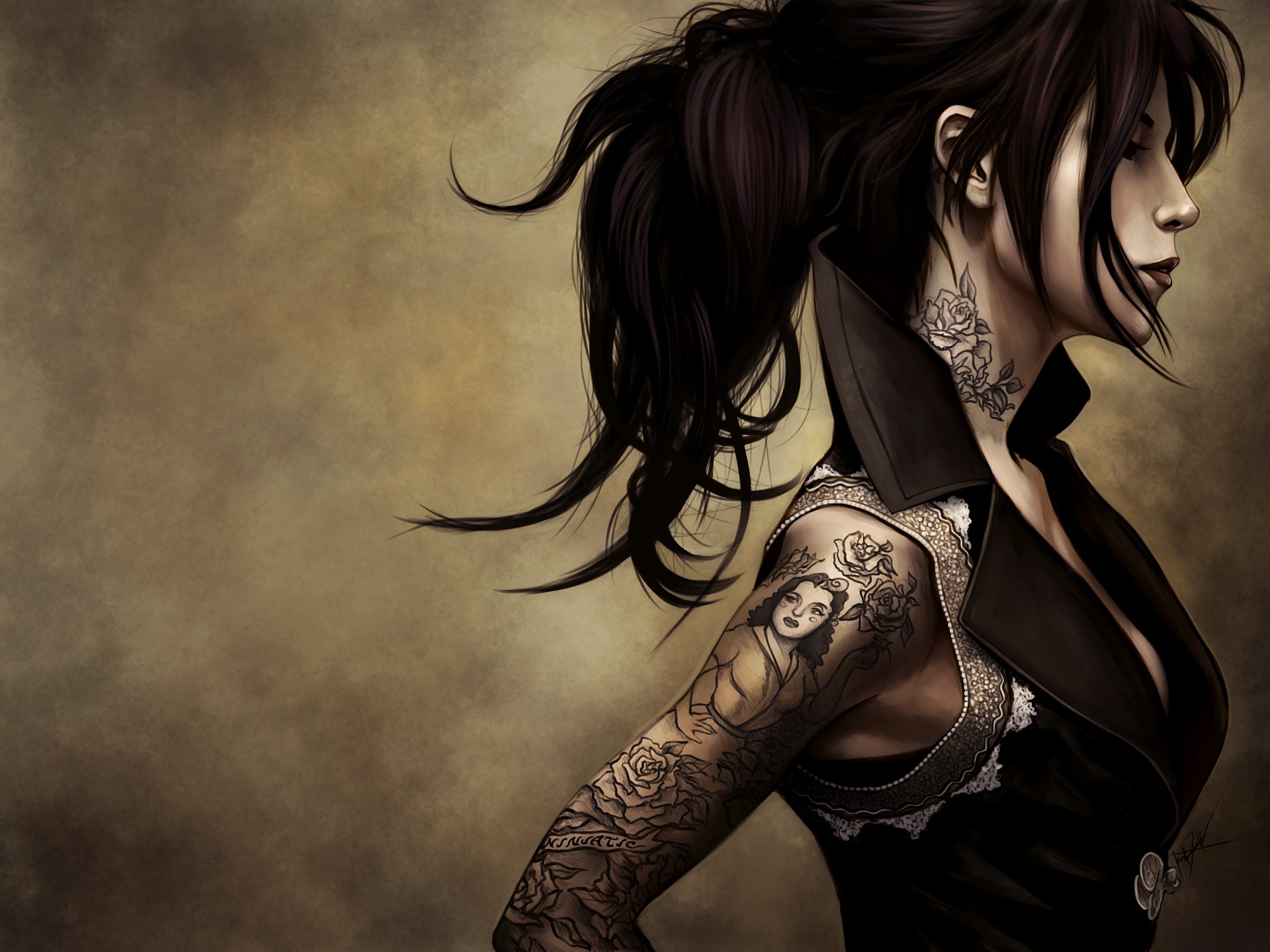 Download mobile wallpaper Gothic, Women, Artistic, Tattoo for free.