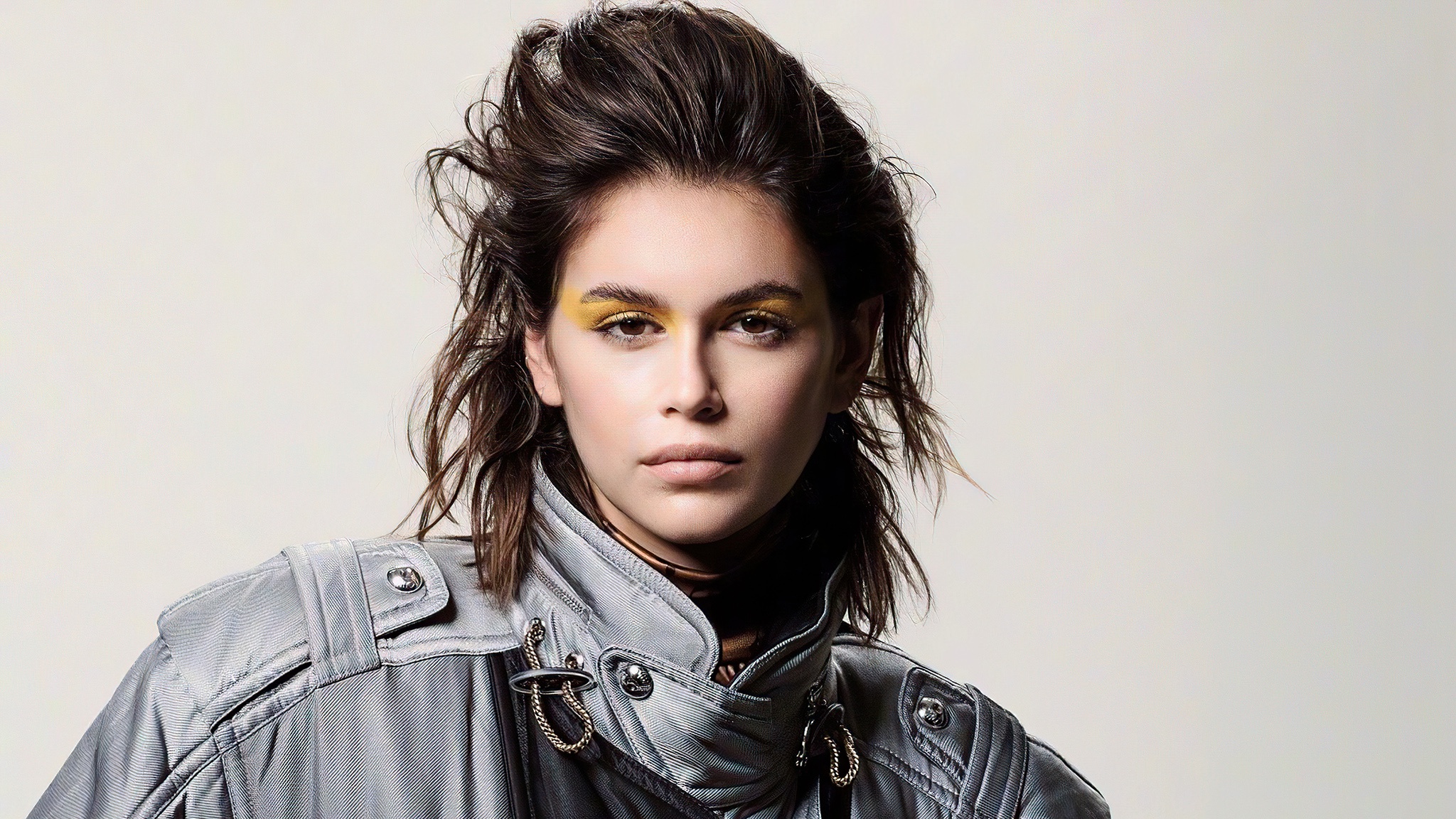 Download mobile wallpaper Jacket, Model, Celebrity, Kaia Gerber for free.