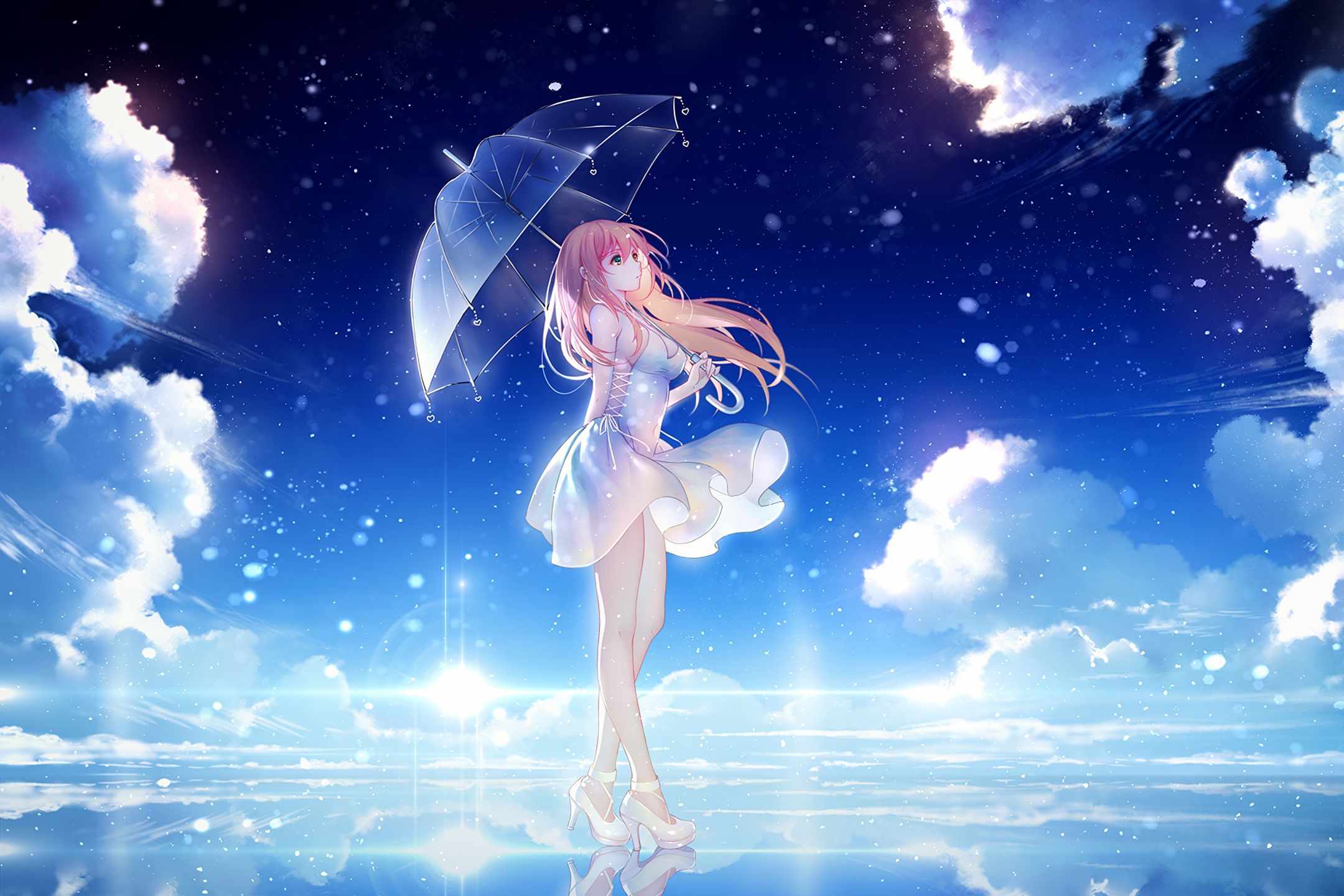 Download mobile wallpaper Anime, Girl, Umbrella, Long Hair for free.