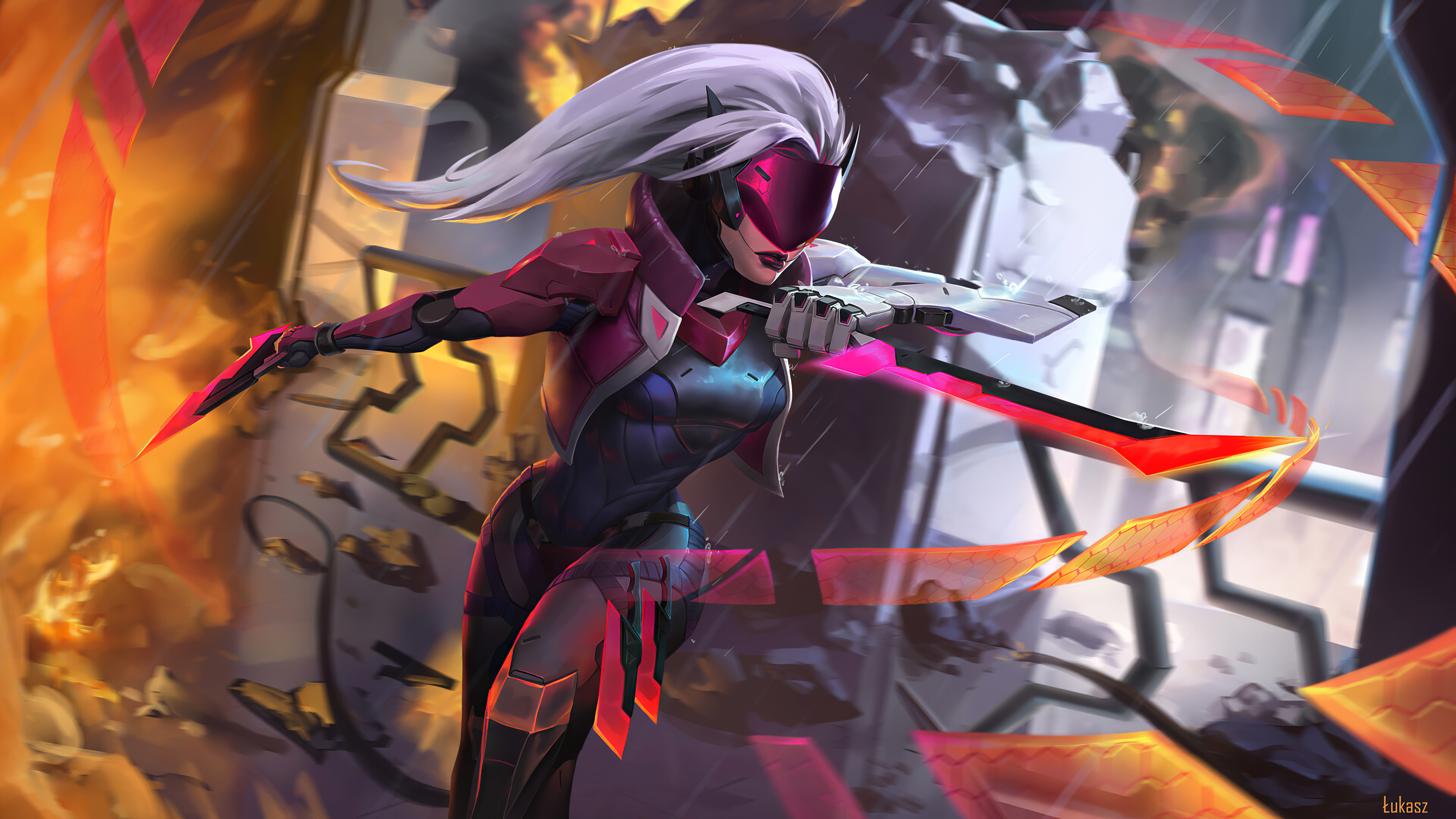 Download mobile wallpaper League Of Legends, Video Game, White Hair, Woman Warrior, Katarina (League Of Legends) for free.
