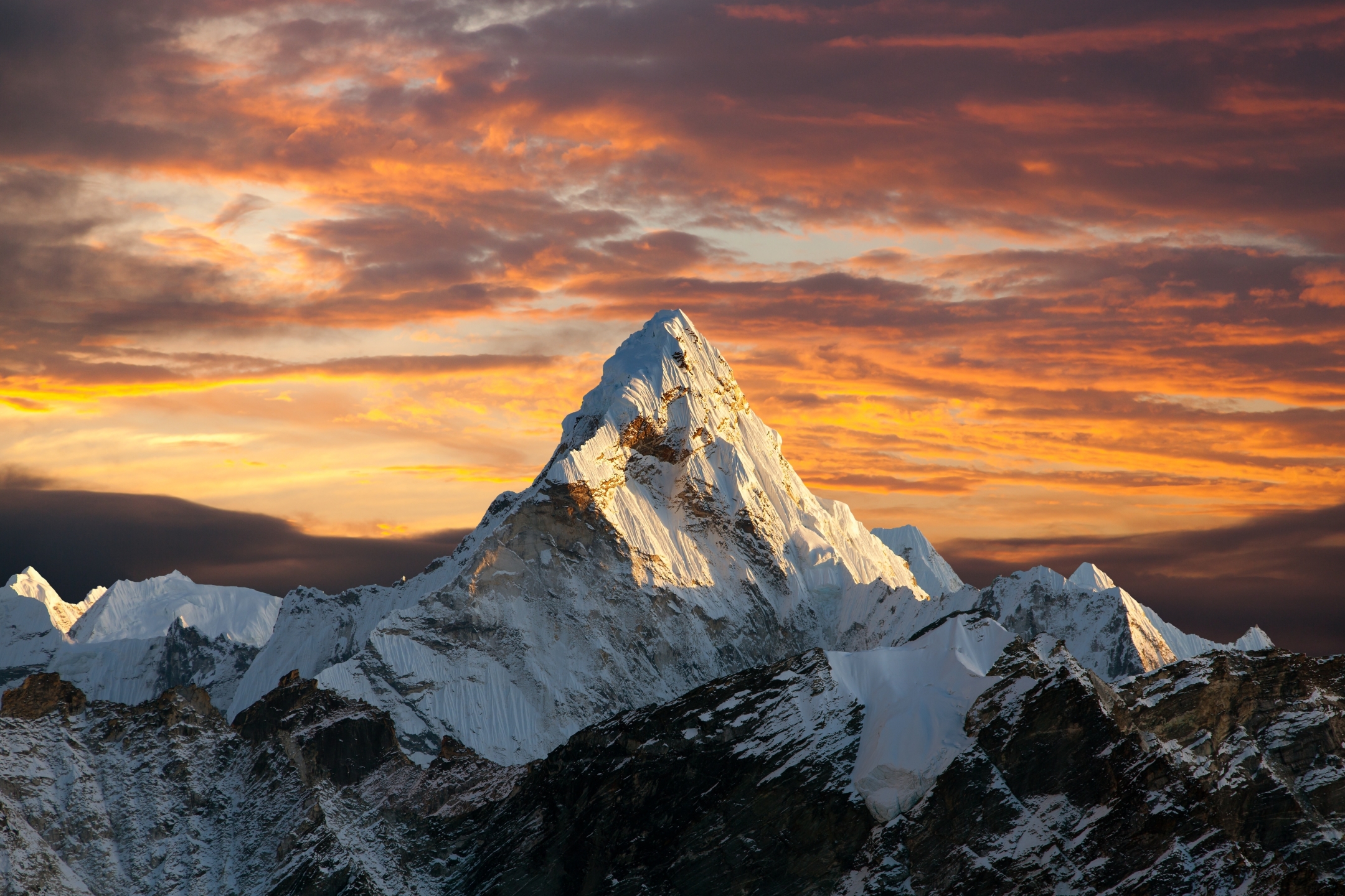 earth, himalayas, peak, nature, sunset, mountain, mountains