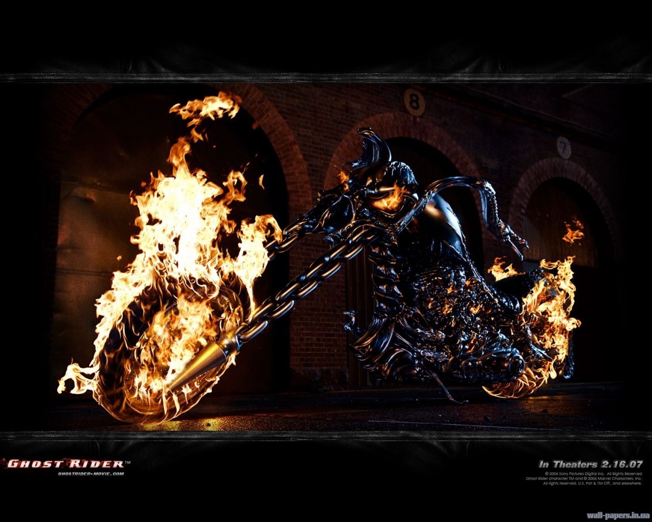 ghost rider, cinema, transport, fire, motorcycles, black High Definition image
