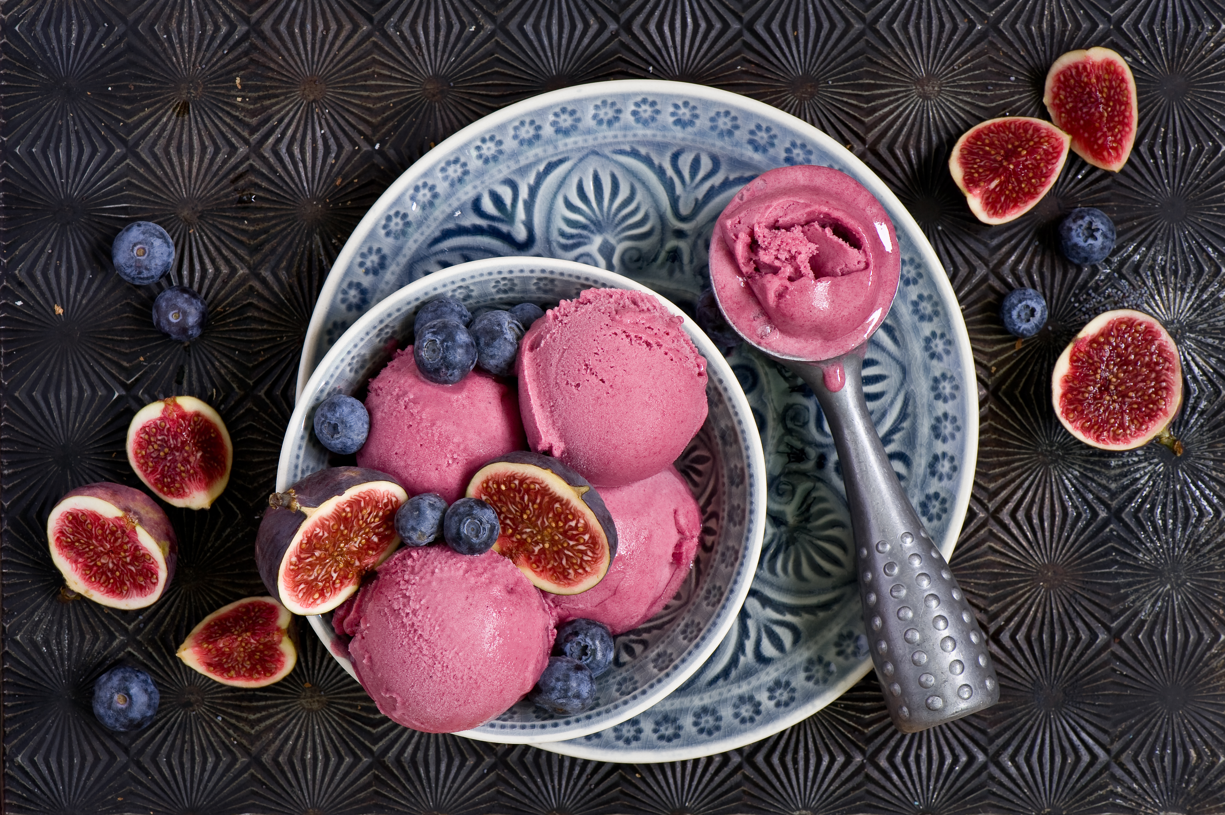 blueberry, food, ice cream, fig, fruit, still life