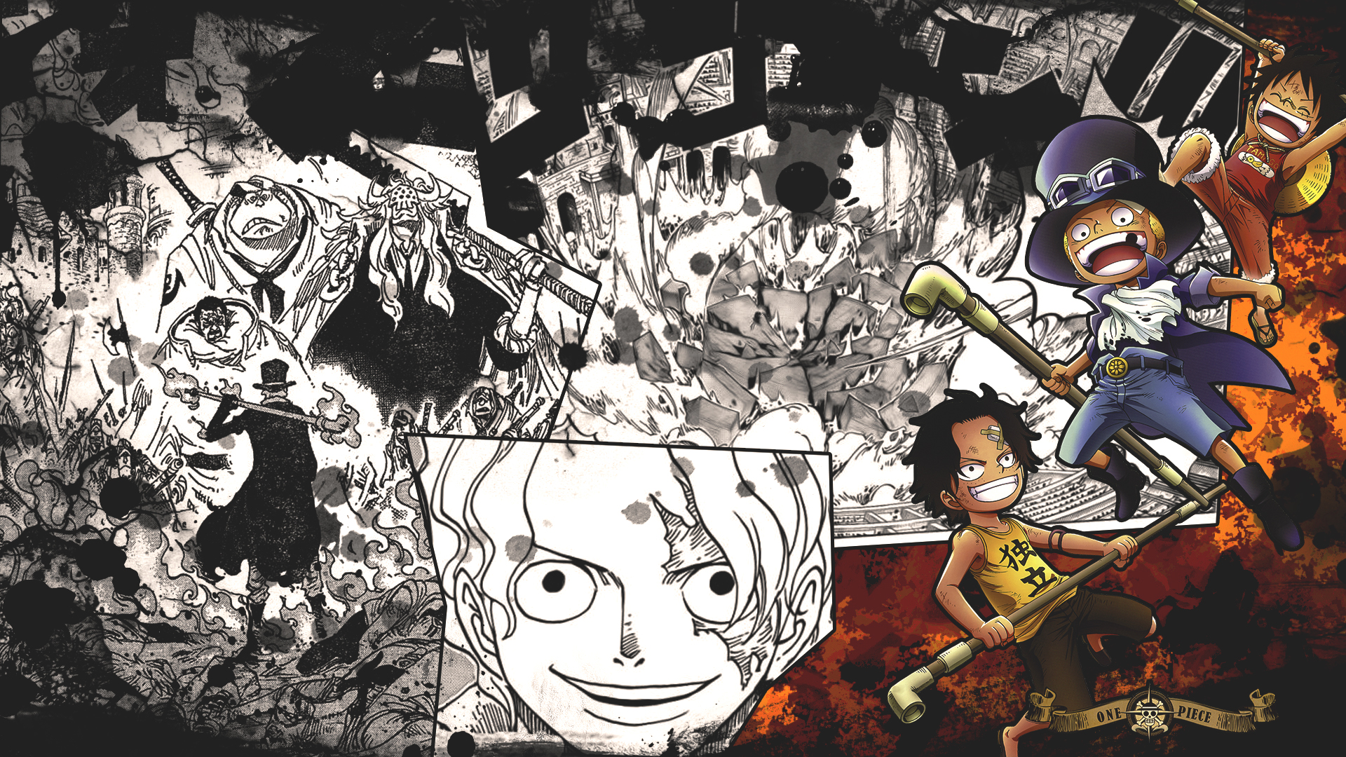 Handy-Wallpaper Animes, Portgas D Ace, One Piece, Affe D Luffy, Sabo (Einteiler) kostenlos herunterladen.