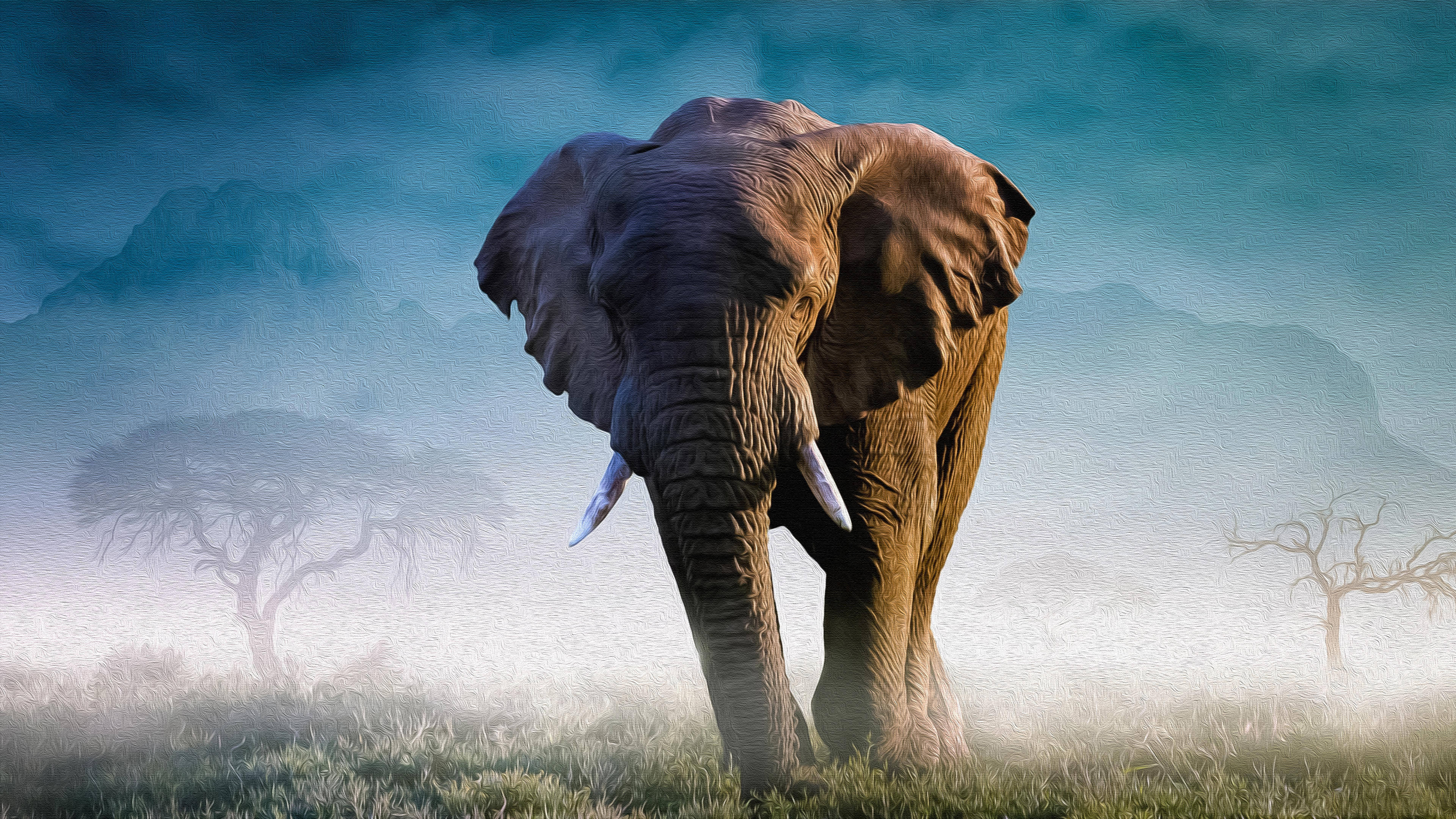 Скачать обои бесплатно Животные, Слоны, Дерево, Африканский Слон картинка на рабочий стол ПК