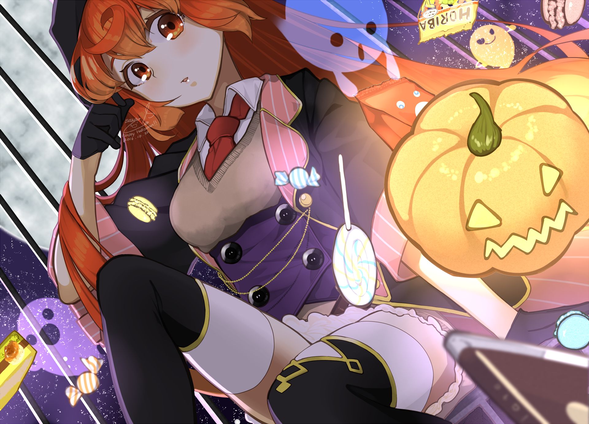 Handy-Wallpaper Halloween, Kürbis, Original, Animes kostenlos herunterladen.