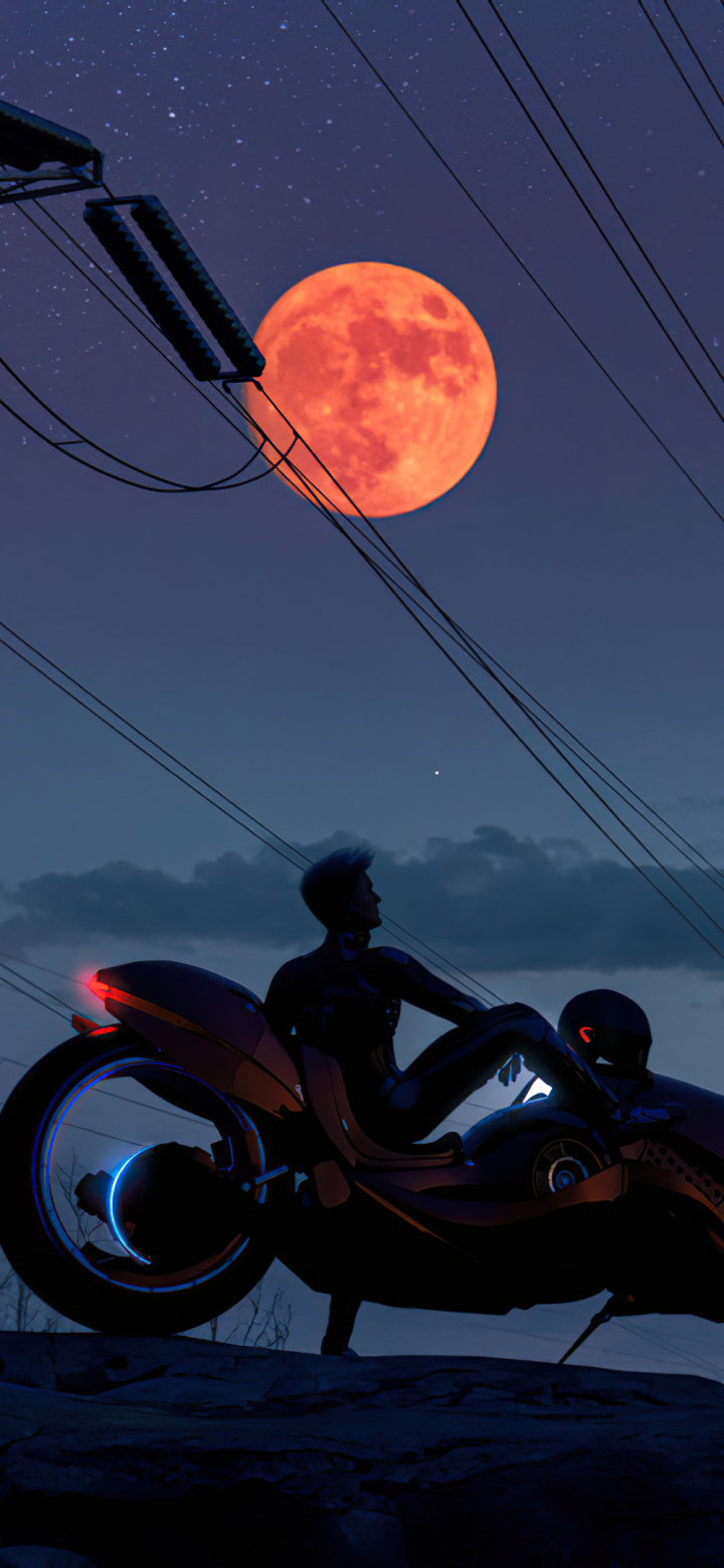 Download mobile wallpaper Cyberpunk, Motorcycle, Sci Fi, Futuristic for free.