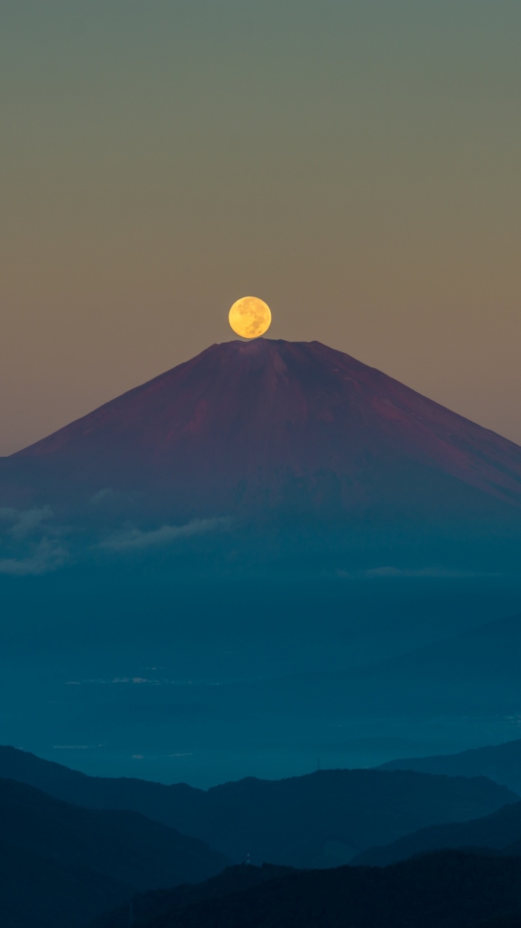 Download mobile wallpaper Landscape, Nature, Night, Moon, Mountain, Earth, Volcano, Volcanoes for free.