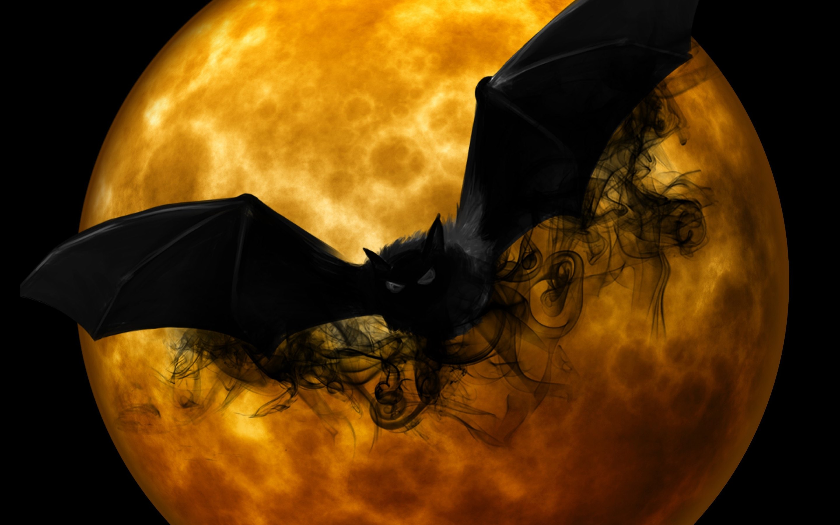 halloween, bat, black, holiday, moon, orange (color), spooky