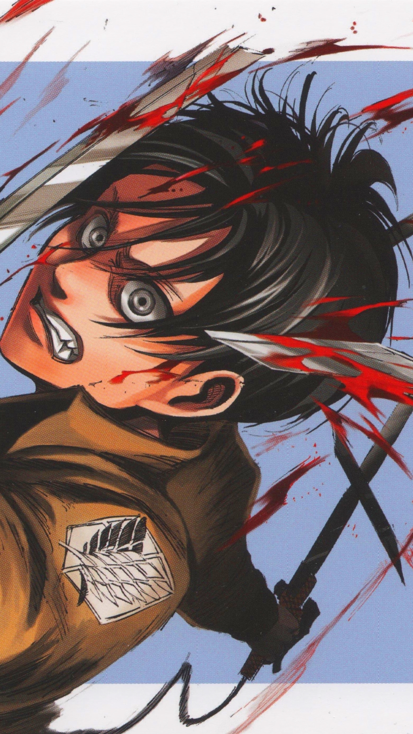 Handy-Wallpaper Blut, Animes, Schwarzes Haar, Eren Jäger, Attack On Titan kostenlos herunterladen.