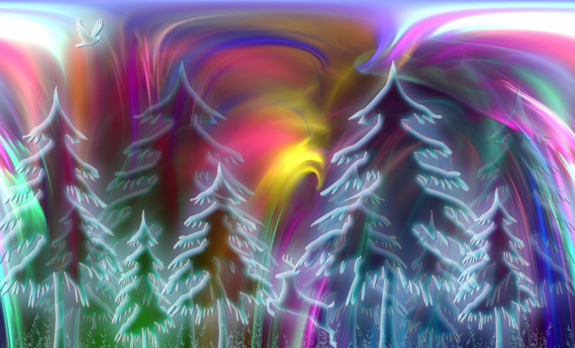 Download mobile wallpaper Spruce, Fir, Motley, Multicolored, Patterns, Lines, Abstract for free.