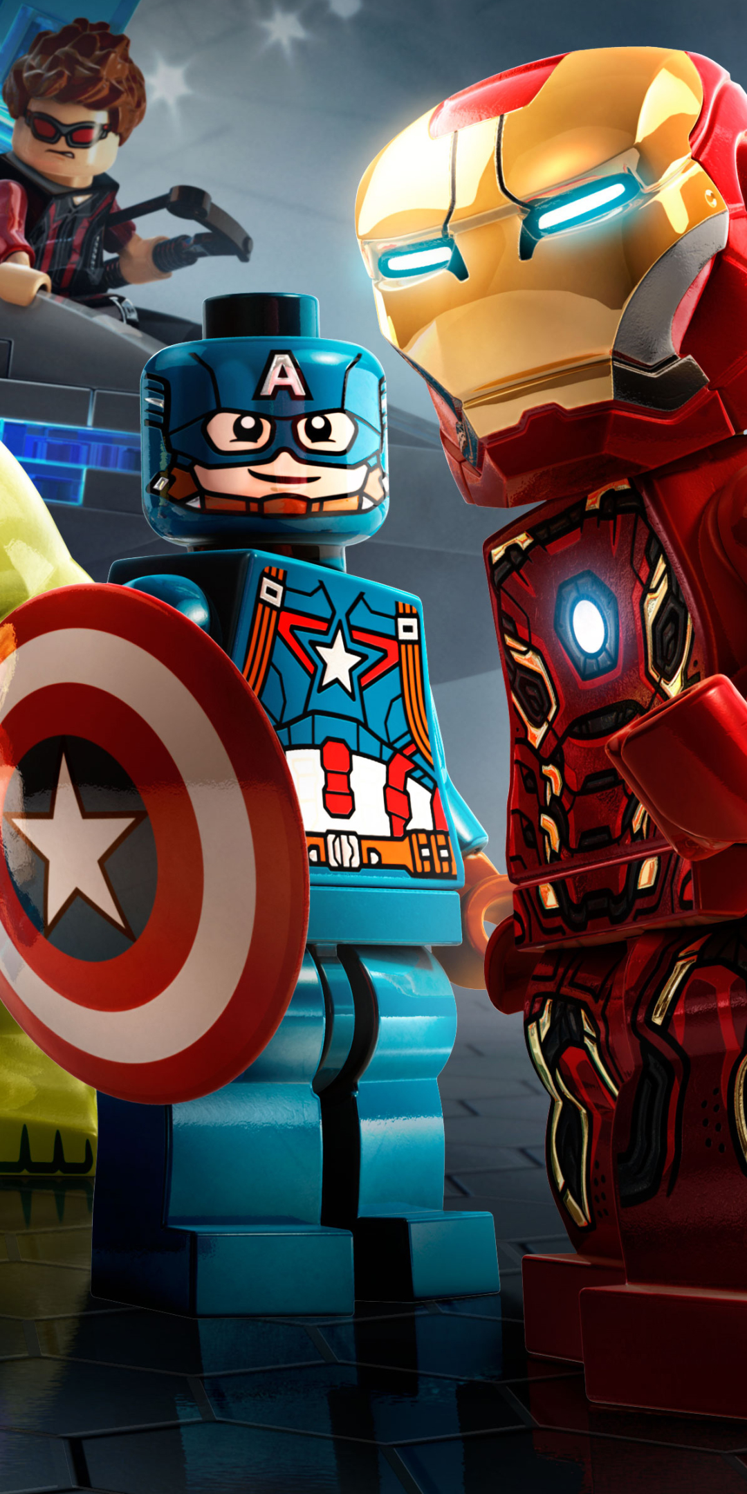 Скачать картинку Видеоигры, Железный Человек, Капитан Америка, Лего, Клинт Бартон, Соколиный Глаз, Мстители Lego Marvel в телефон бесплатно.