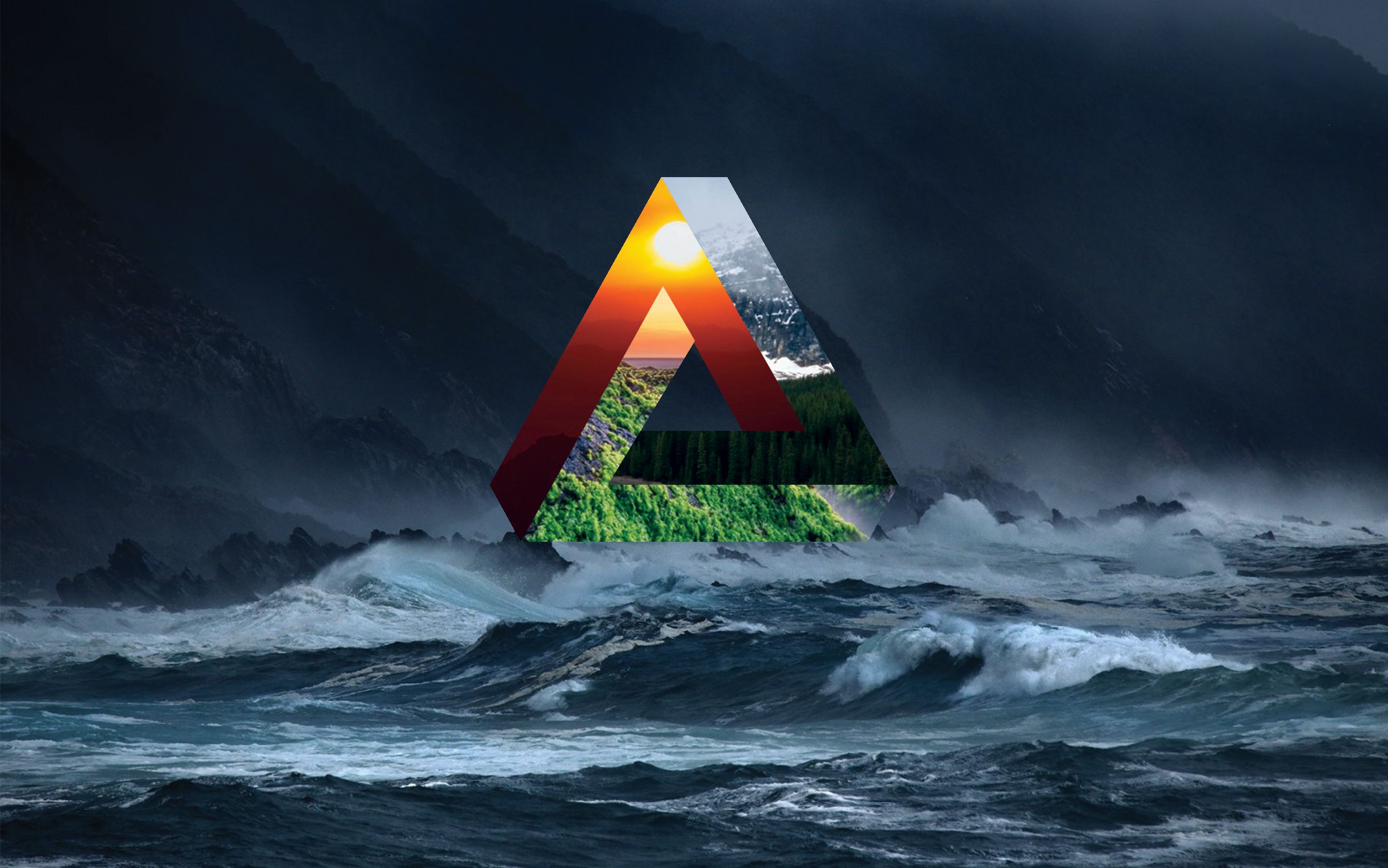 Free download wallpaper Sea, Ocean, Artistic, Polyscape on your PC desktop