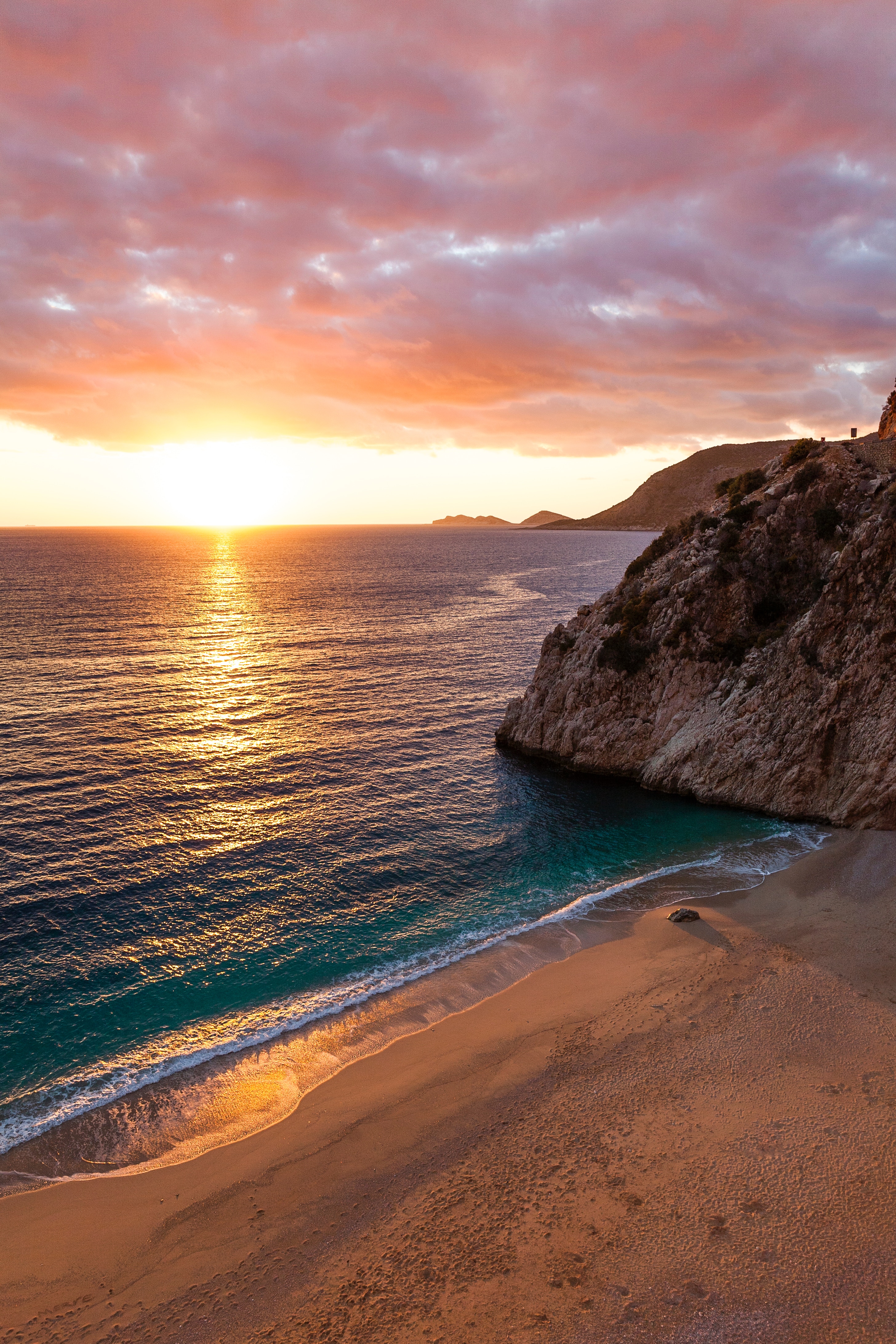 sunset, rocks, nature, sea, coast, ocean cellphone