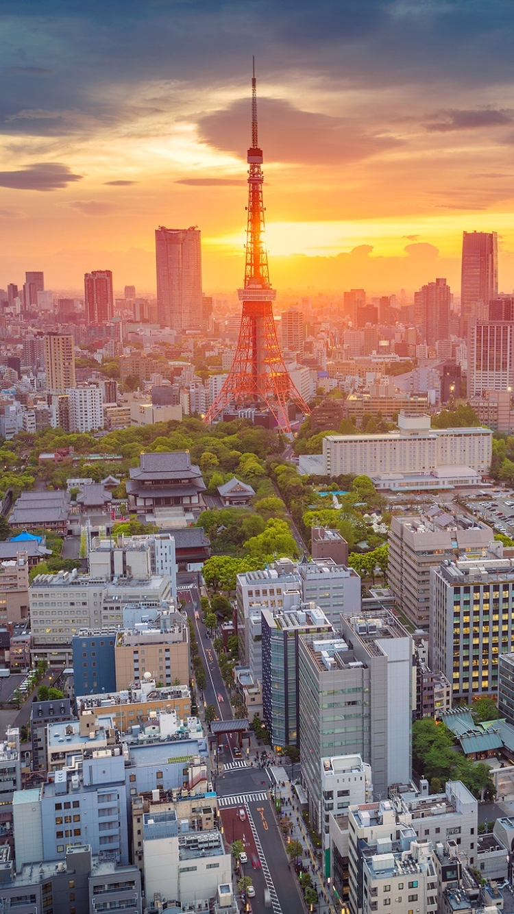Download mobile wallpaper Cities, Sunset, City, Skyscraper, Building, Japan, Cityscape, Tokyo, Man Made for free.