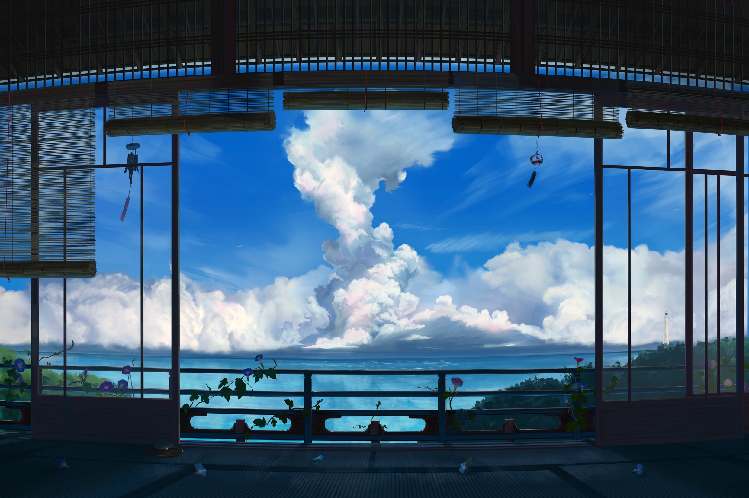 685687 Hintergrundbild herunterladen animes, original, wolke, landschaft, meer - Bildschirmschoner und Bilder kostenlos
