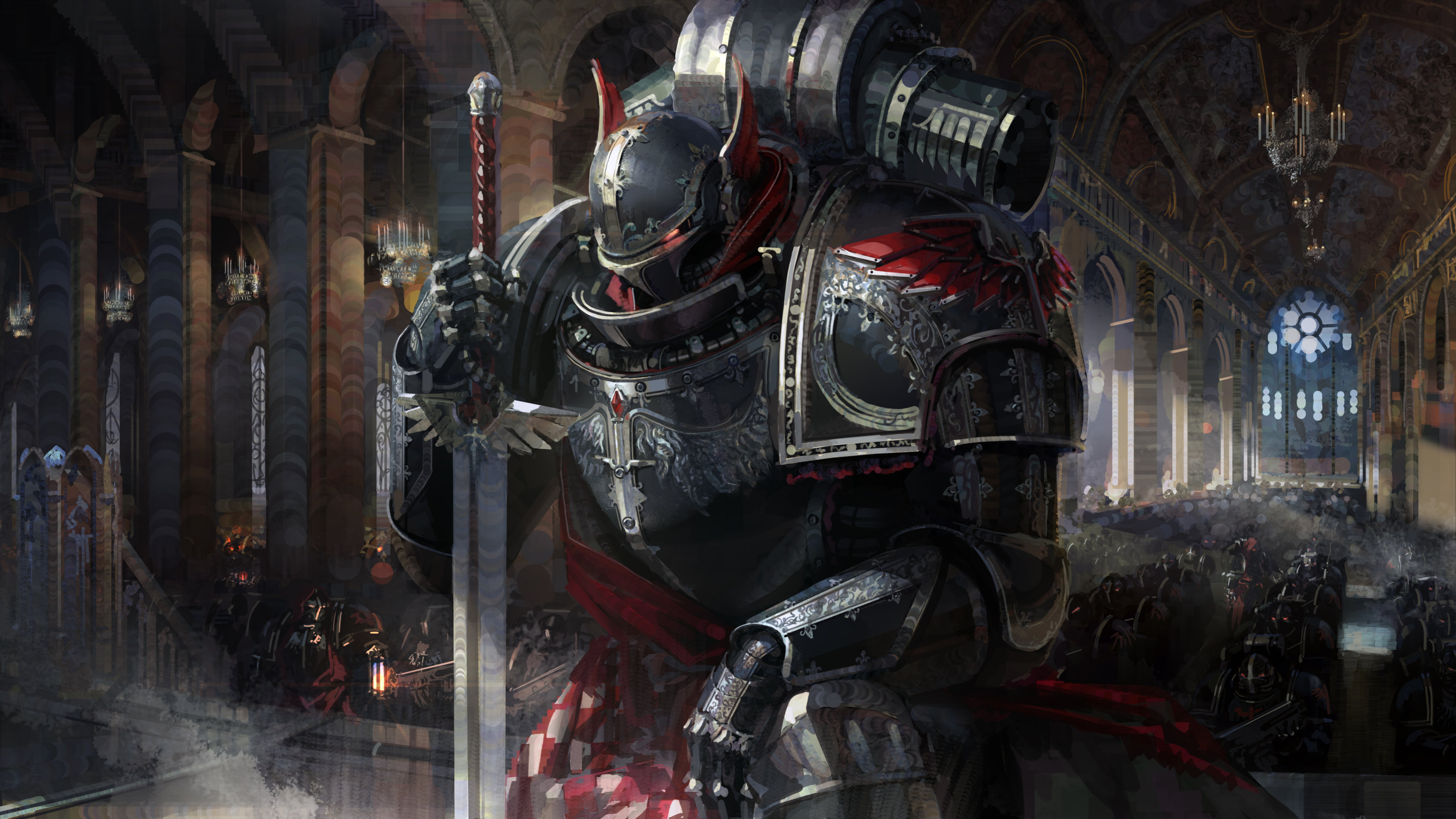 Download mobile wallpaper Warhammer, Warrior, Armor, Sword, Warhammer 40K, Video Game for free.