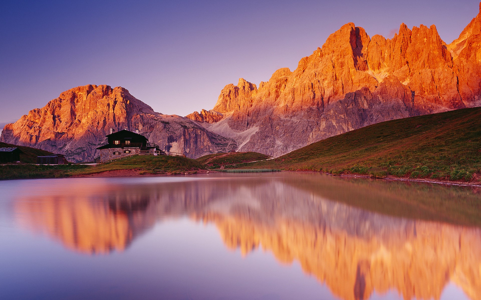 Free download wallpaper Landscape, Nature, Water, Mountain, Lake, Reflection, House, Earth, Scenic on your PC desktop