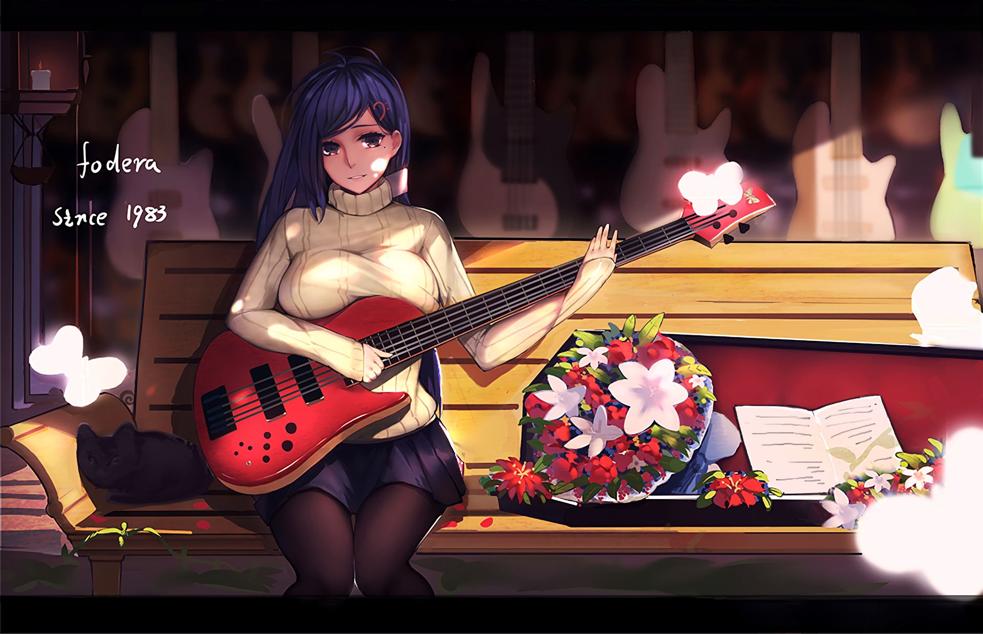 Laden Sie das Musik, Gitarre, Animes-Bild kostenlos auf Ihren PC-Desktop herunter