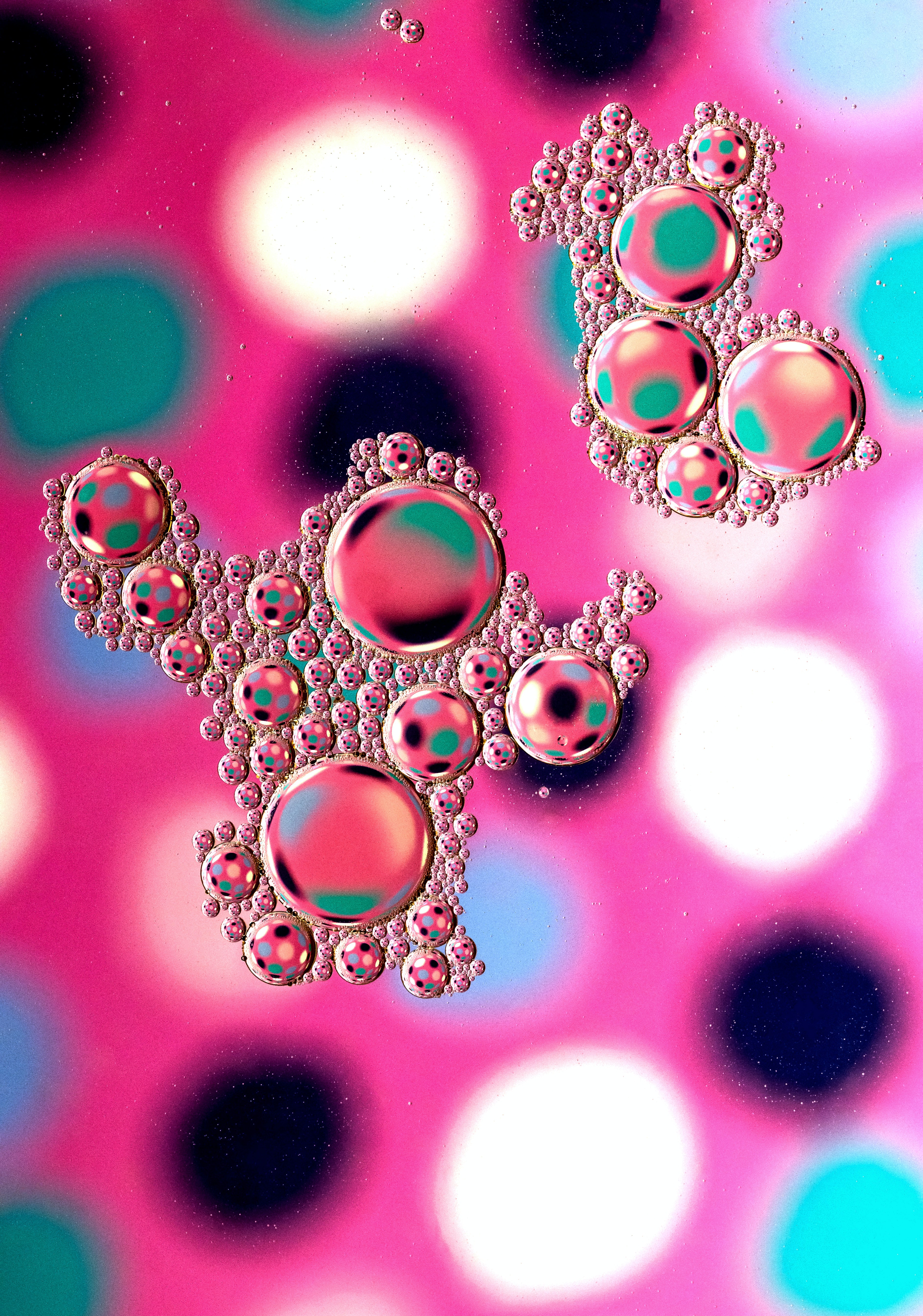Download mobile wallpaper Water, Smooth, Motley, Multicolored, Bubbles, Blur, Abstract for free.