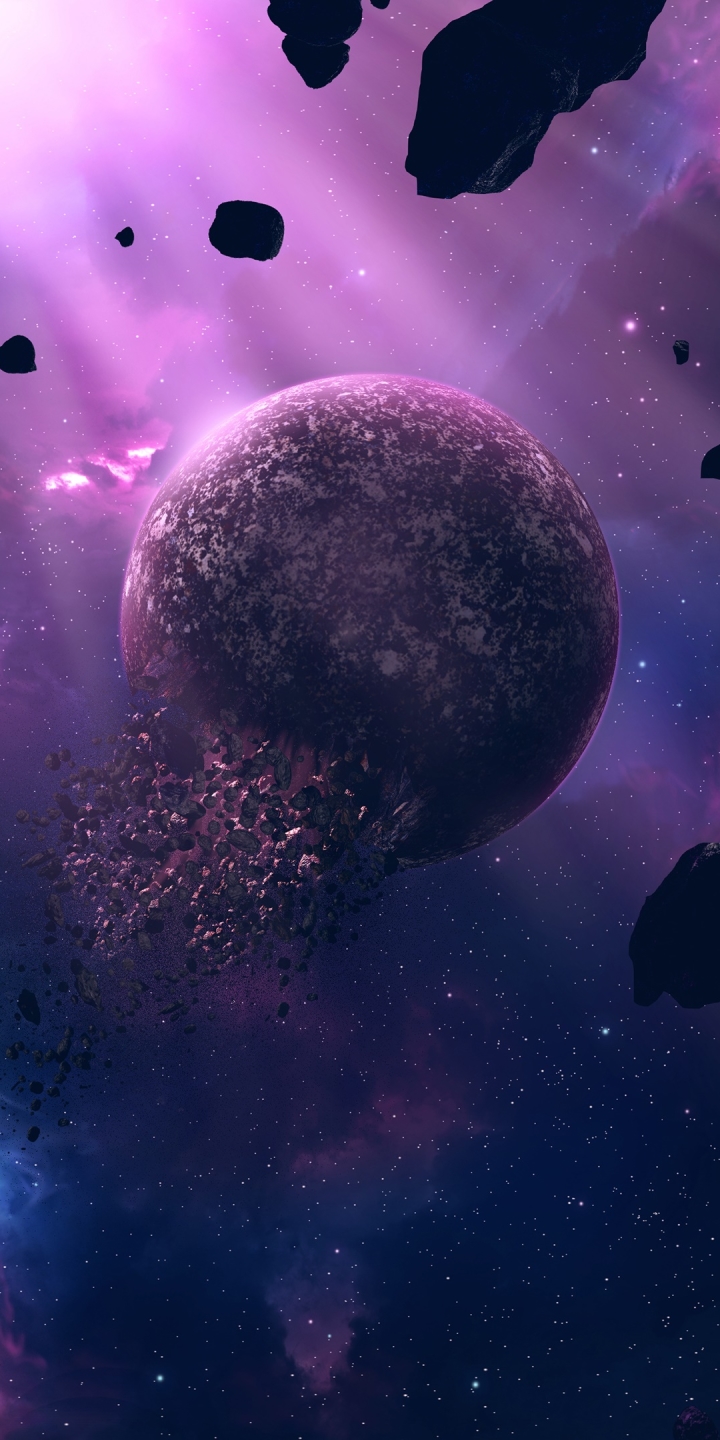 Descarga gratuita de fondo de pantalla para móvil de Planetas, Violeta, Espacio, Púrpura, Planeta, Ciencia Ficción, Asteroide.