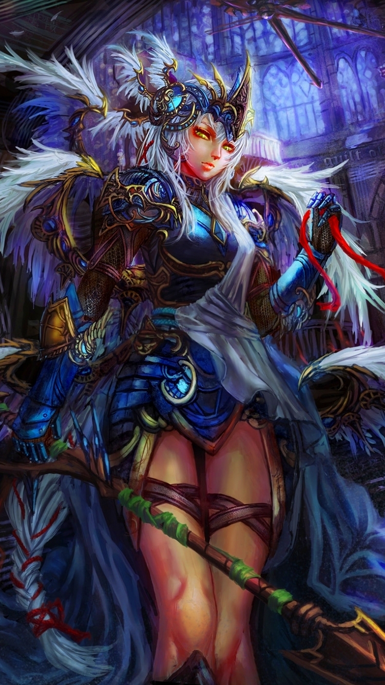 Download mobile wallpaper Fantasy, Weapon, Armor, Women Warrior, White Hair, Woman Warrior for free.