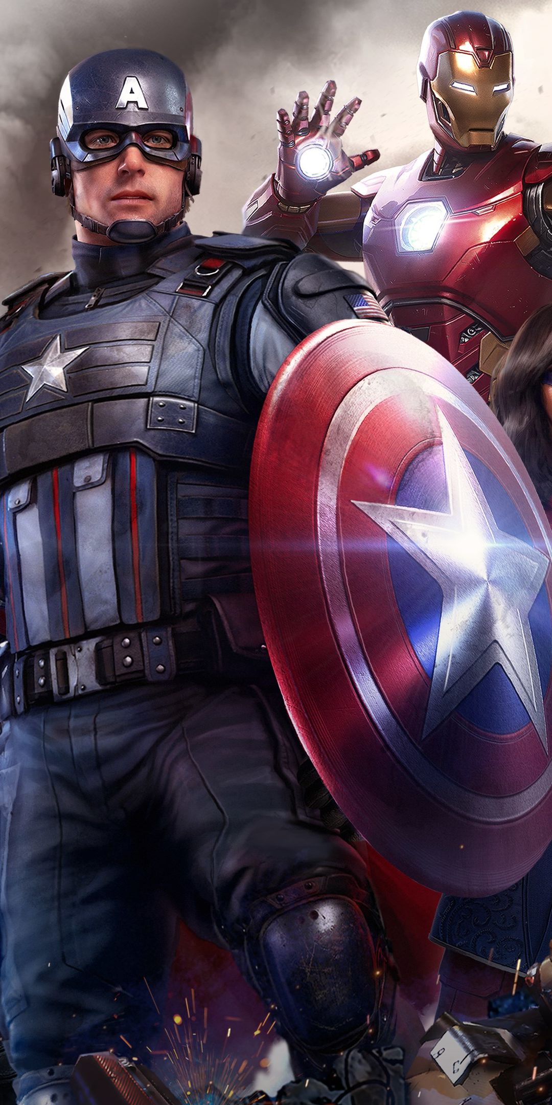 Handy-Wallpaper Computerspiele, Ironman, Kapitän Amerika, Die Rächer, Marvel's Avengers kostenlos herunterladen.