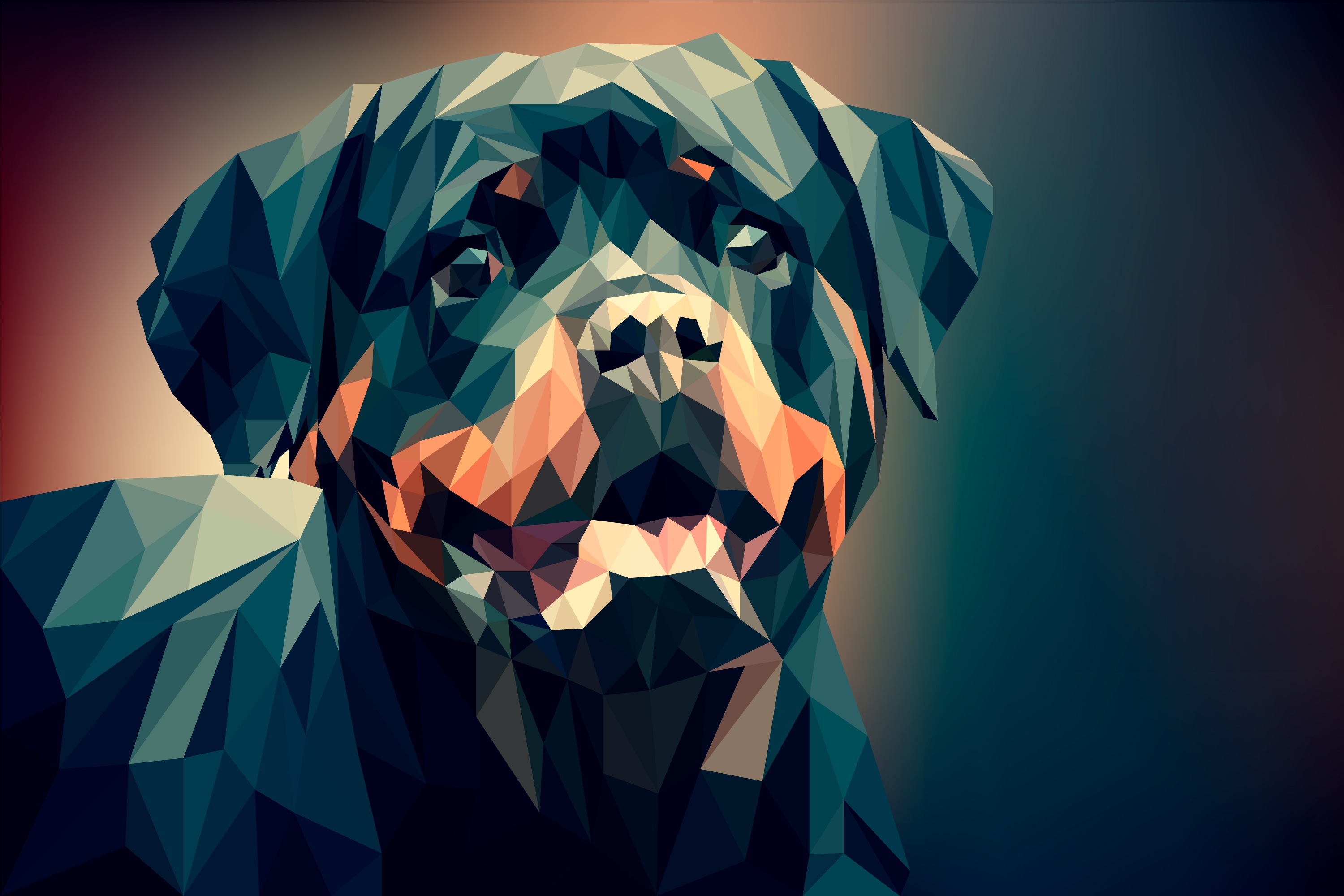 Download mobile wallpaper Abstract, Dog, Rottweiler, Facets, Polygon, Low Poly for free.