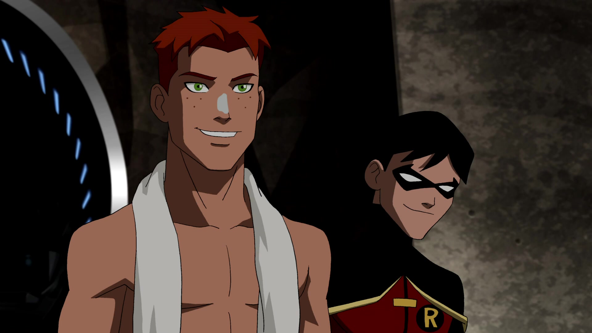 Free download wallpaper Green Eyes, Tv Show, Black Hair, Red Hair, Robin (Dc Comics), Dick Grayson, Justice League, Wally West, Young Justice on your PC desktop