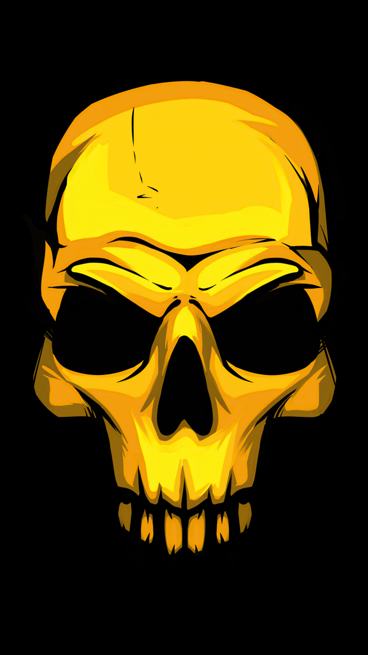 Download mobile wallpaper Dark, Golden, Skull for free.