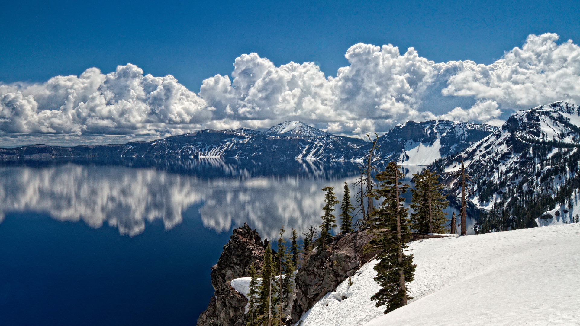 Laden Sie das Clouds, Landschaft, Mountains, Schnee, Seen-Bild kostenlos auf Ihren PC-Desktop herunter