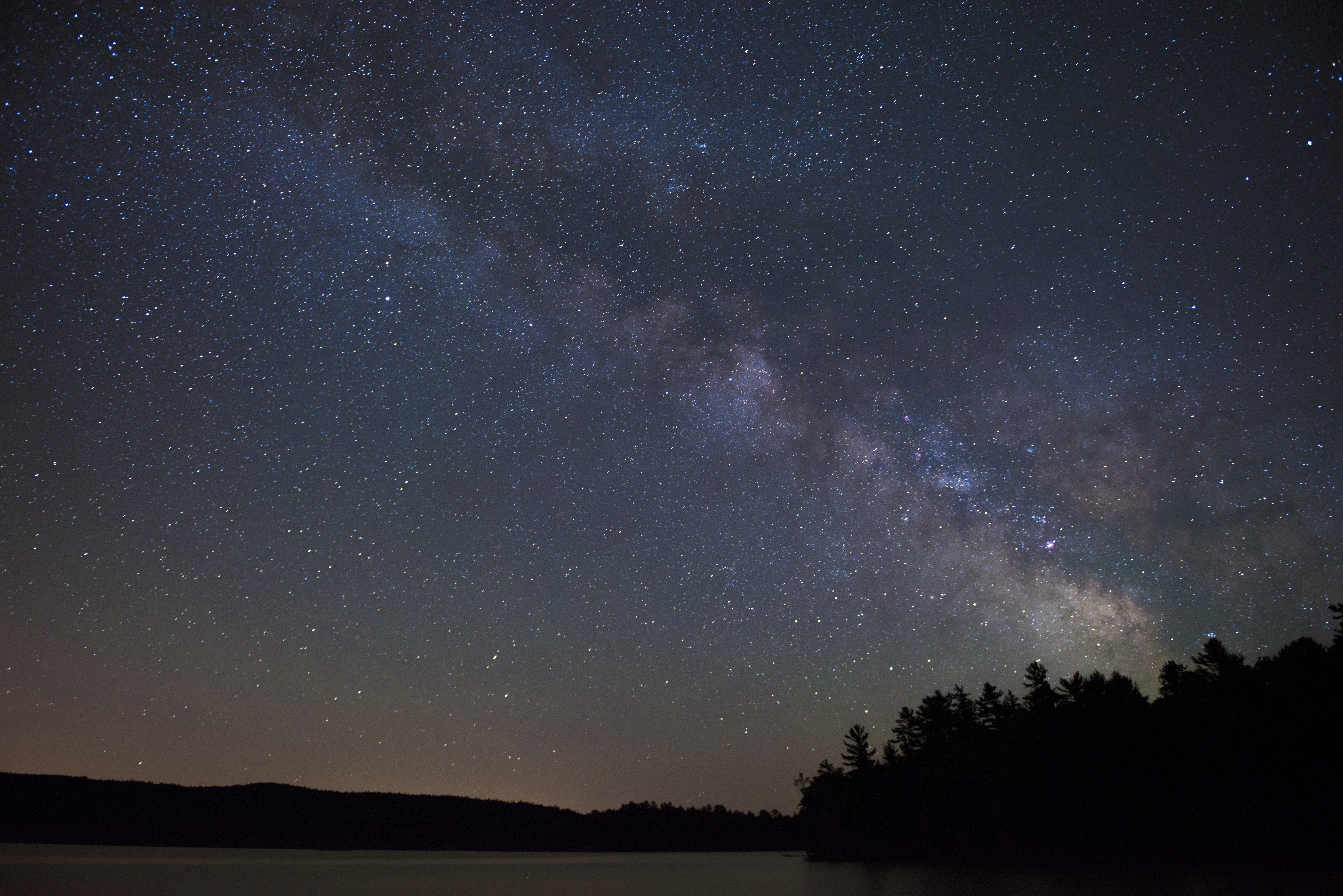 Free download wallpaper Trees, Lake, Night, Dark, Starry Sky, Silhouettes on your PC desktop