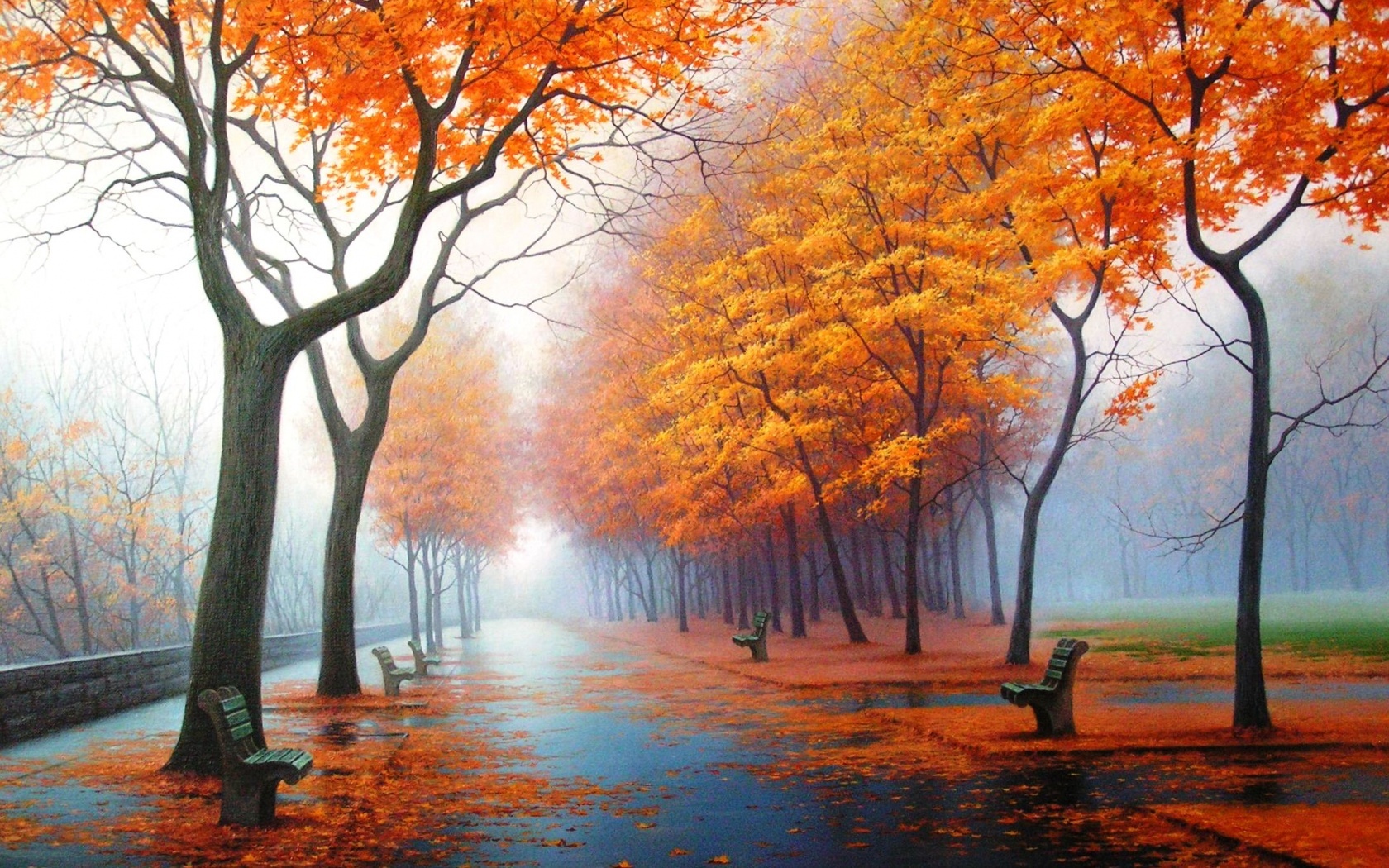 Free download wallpaper Trees, Autumn, Landscape, Streets on your PC desktop