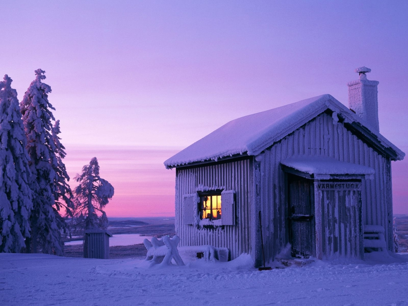 Laden Sie das Natur, Häuser, Schnee, Landschaft, Winter-Bild kostenlos auf Ihren PC-Desktop herunter