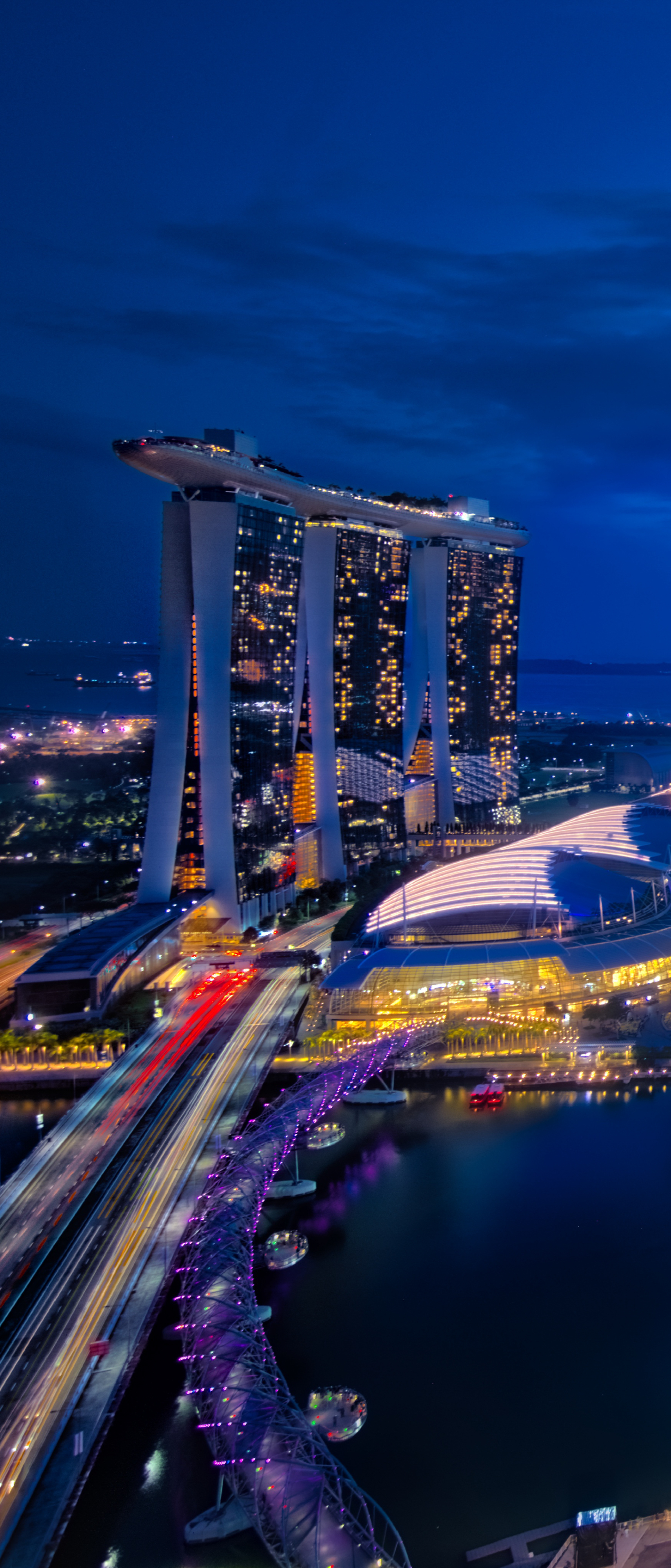 無料モバイル壁紙都市, 街, 超高層ビル, 建物, シンガポール, 夜, マンメイド, 街並みをダウンロードします。