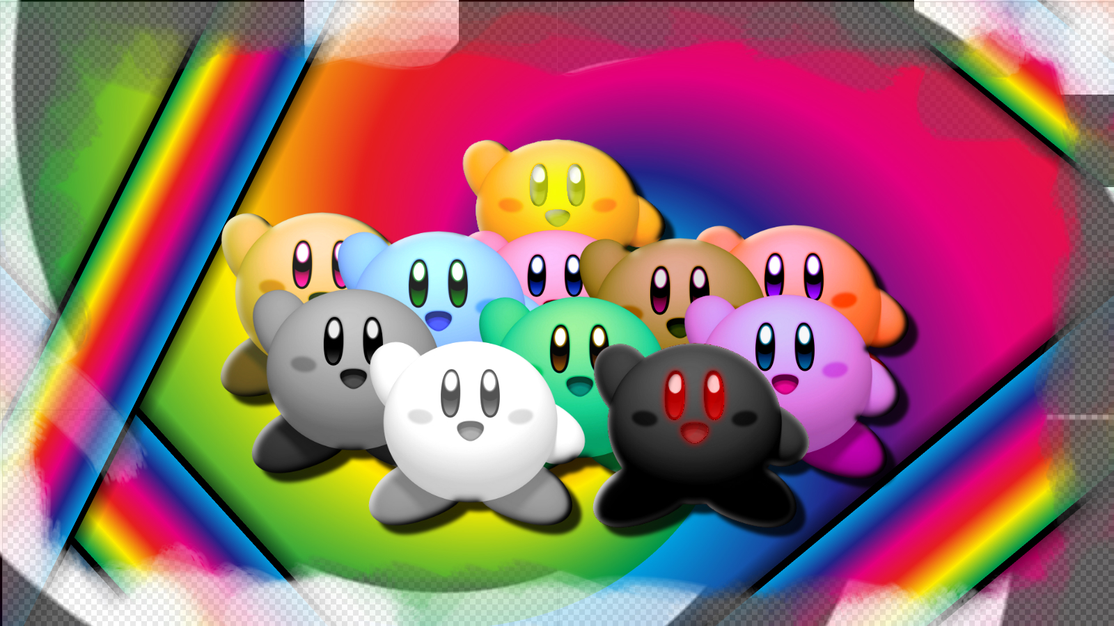 video game, kirby, colorful, colors, rainbow