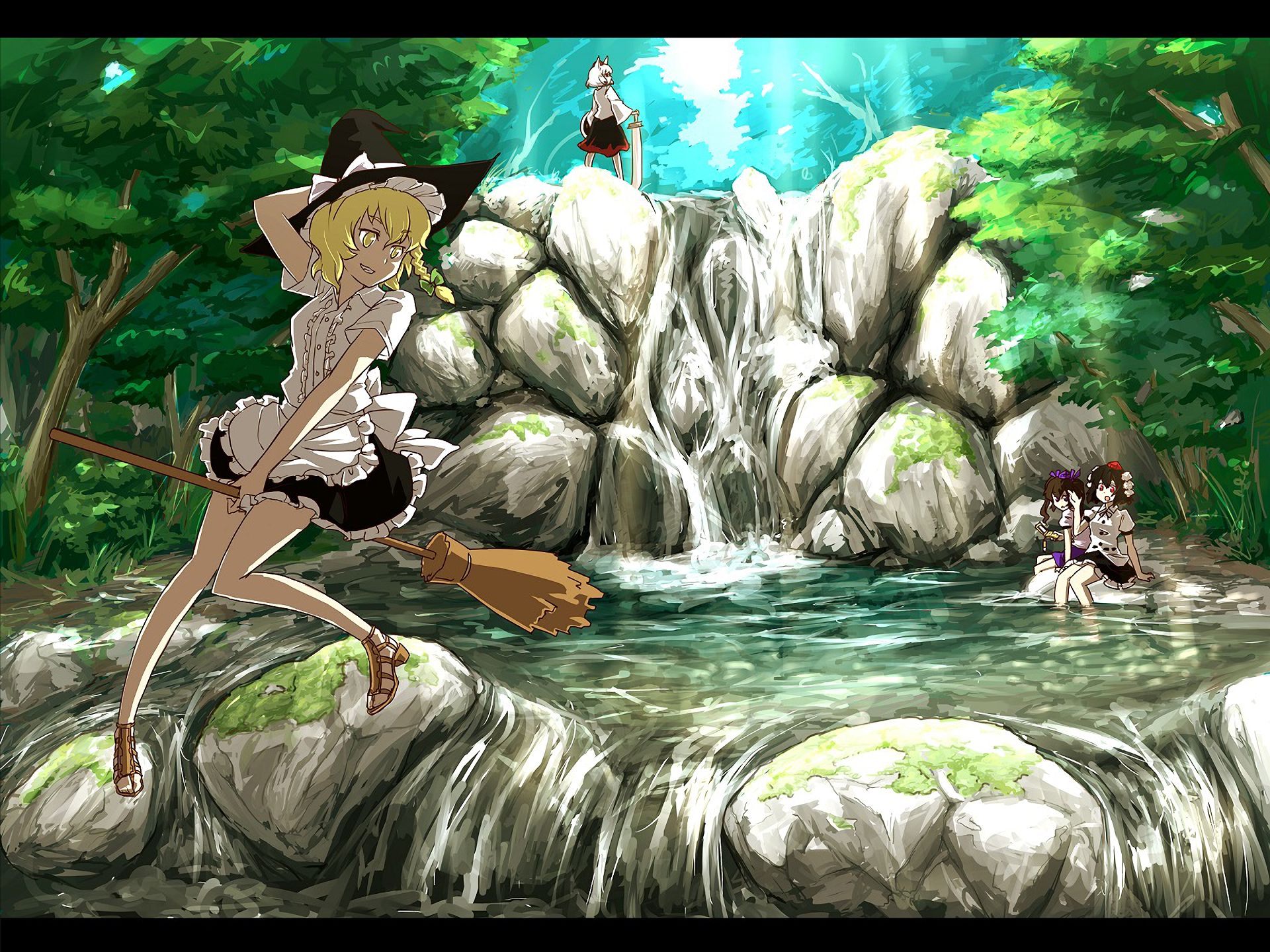 Descarga gratuita de fondo de pantalla para móvil de Animado, Touhou, Aya Shameimaru, Marisa Kirisame, Momiji Inubashiri.