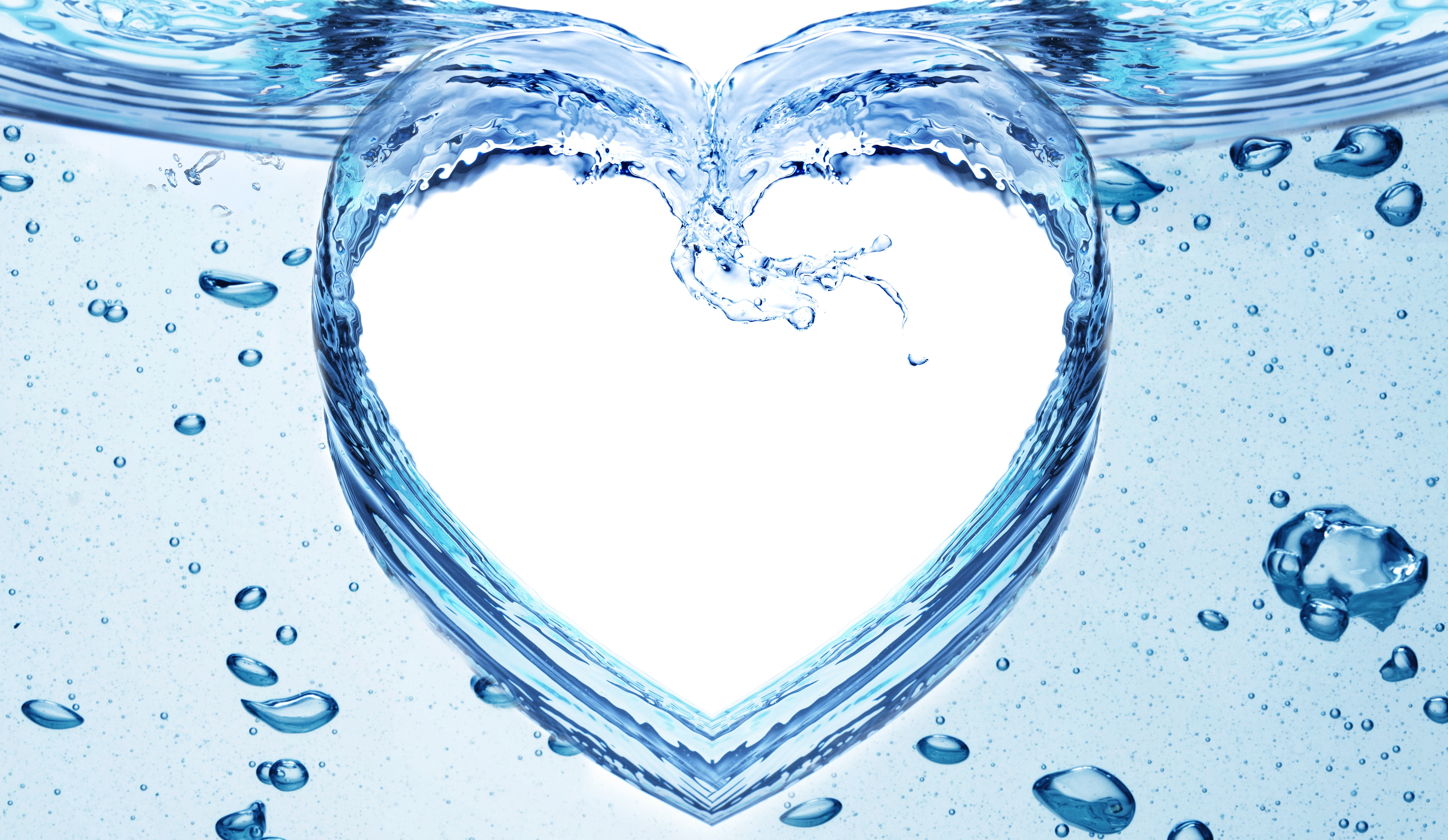 Скачать обои бесплатно Вода, Пузыри, Сердце, Художественные картинка на рабочий стол ПК