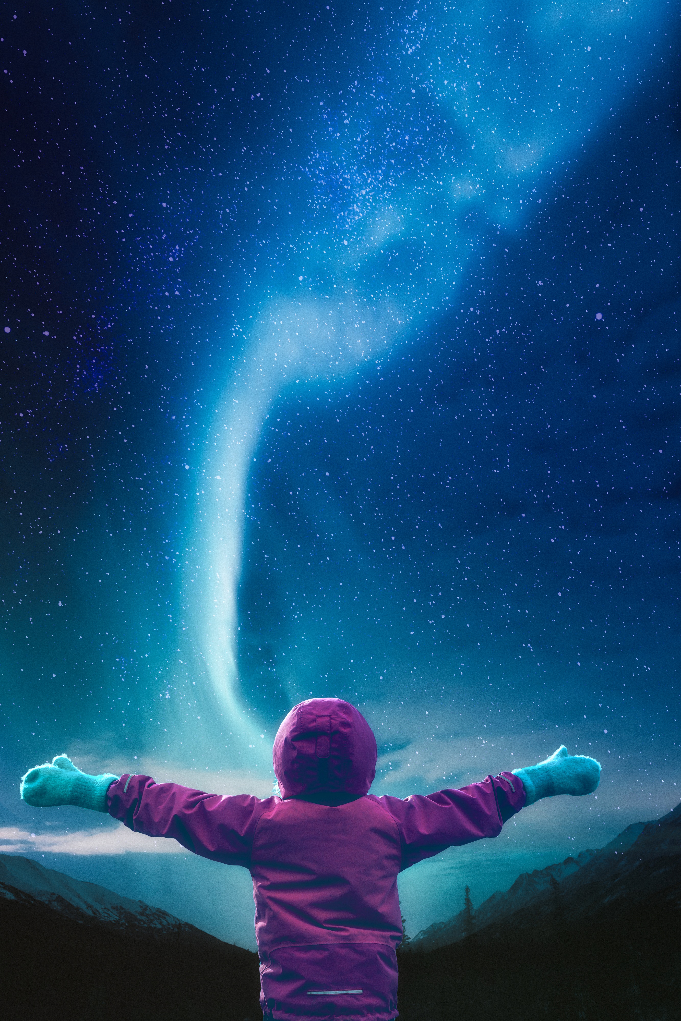 Free download wallpaper Sky, Starry Sky, Nature, Child, Space on your PC desktop