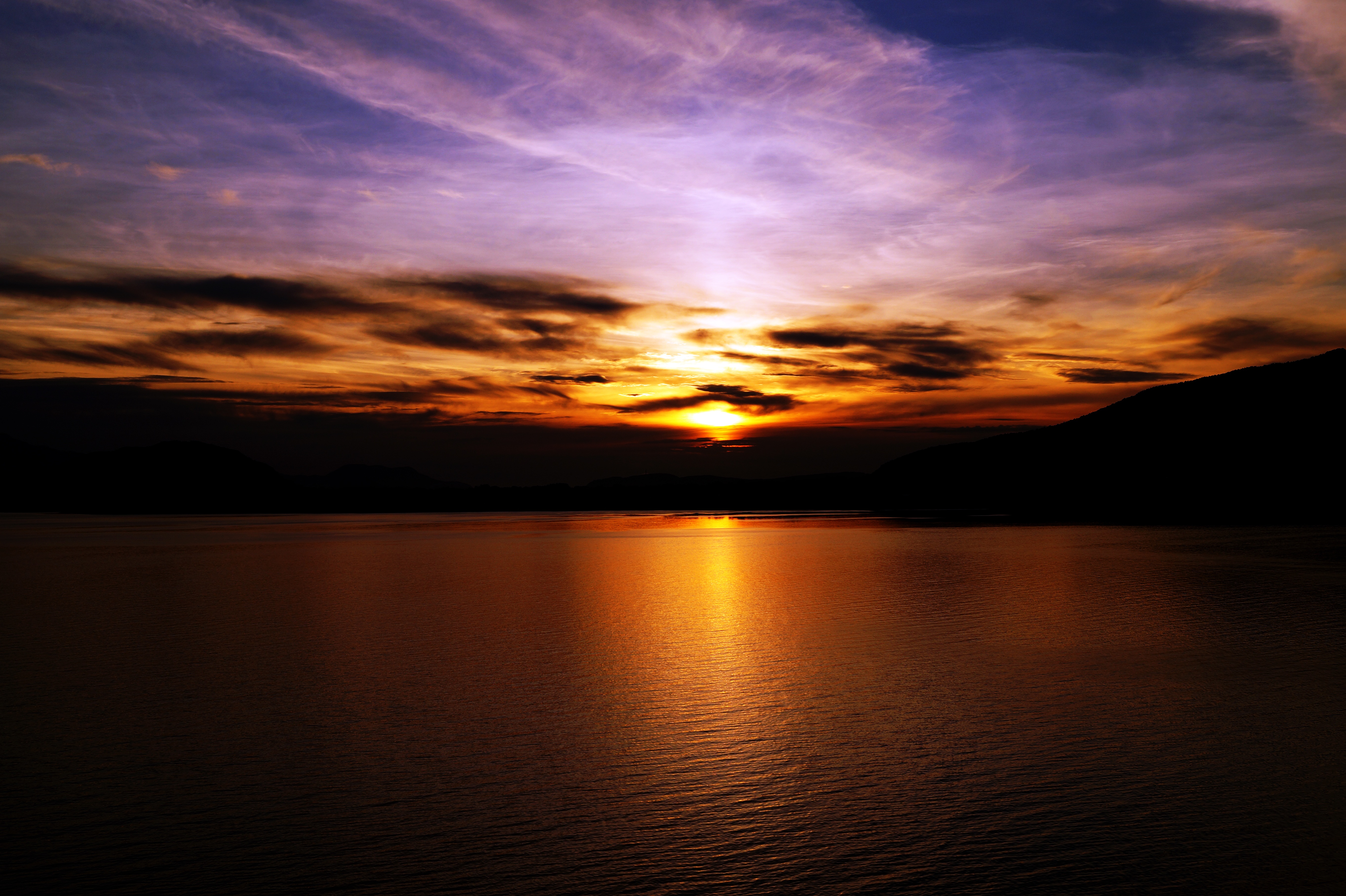 Download mobile wallpaper Sky, Nature, Horizon, Sea, Sunset for free.