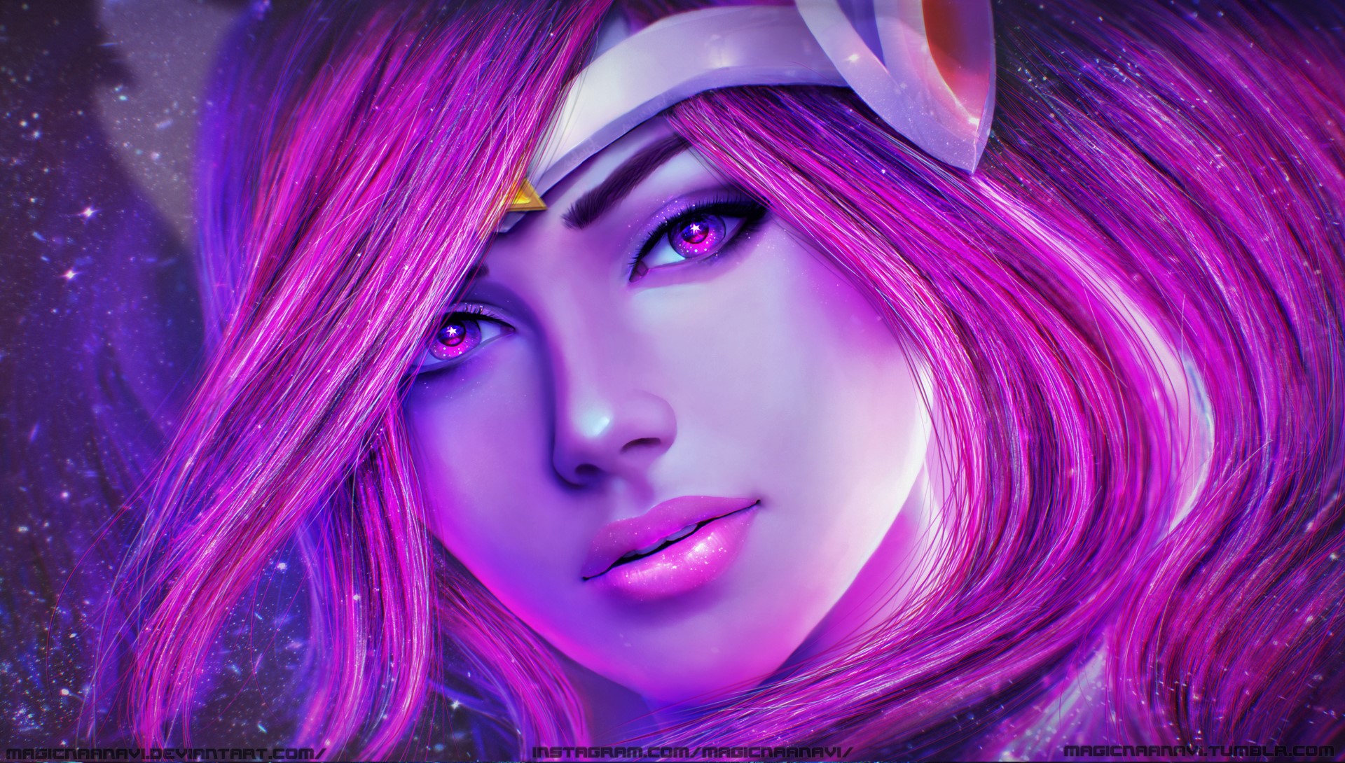Free download wallpaper Fantasy, League Of Legends, Face, Pink Hair, Video Game, Purple Hair, Pink Eyes, Lux (League Of Legends), Star Guardians on your PC desktop