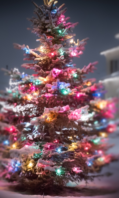 Download mobile wallpaper Blur, Christmas, Holiday, Christmas Tree, Christmas Lights for free.