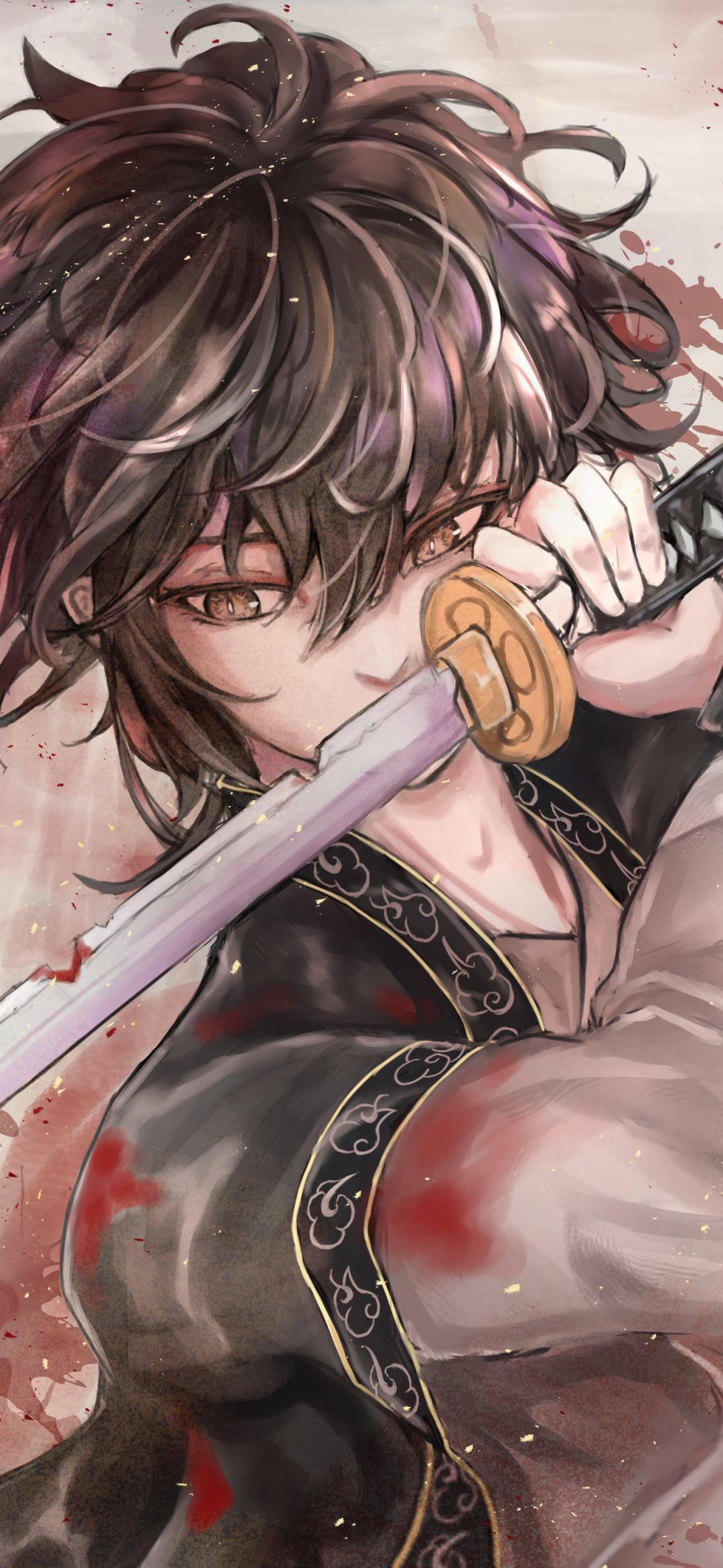 Download mobile wallpaper Anime, Blood, Warrior, Katana for free.