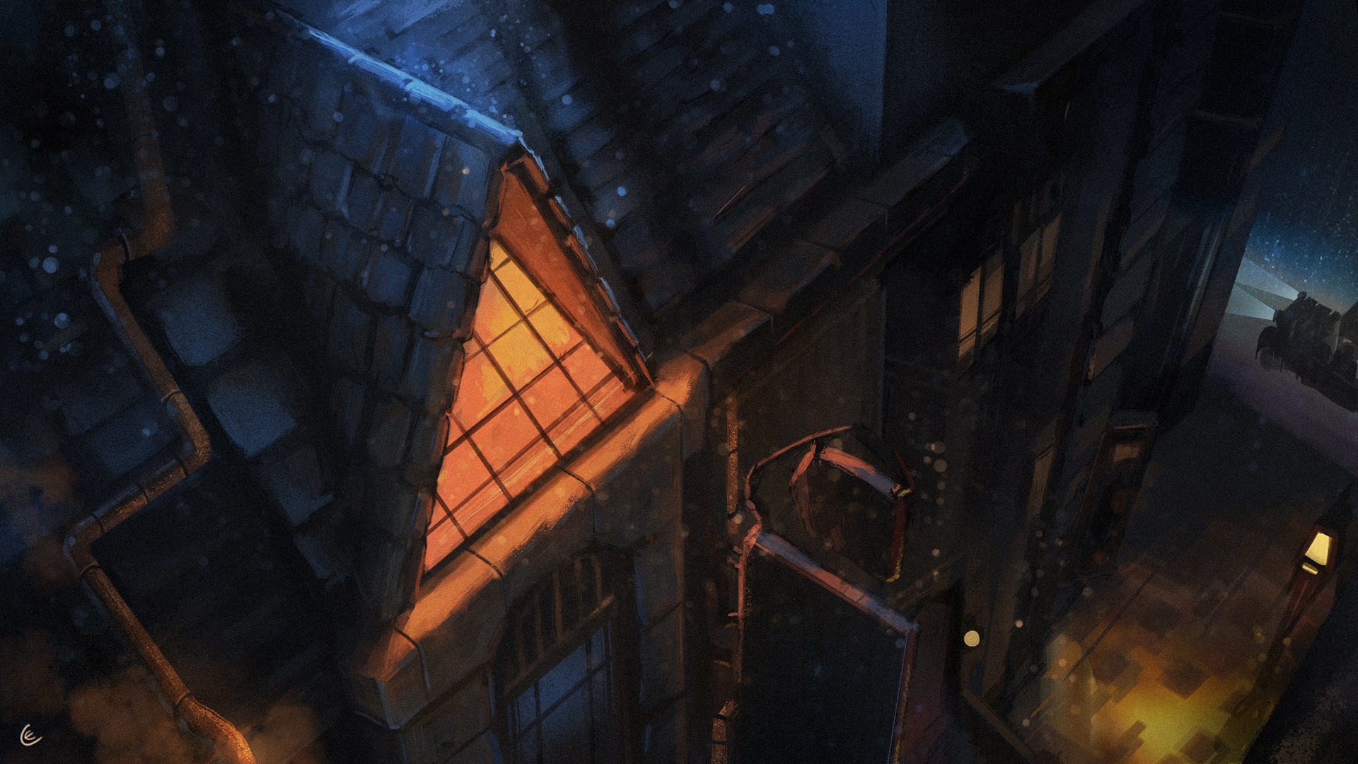 Free download wallpaper Anime, Building, Roof on your PC desktop