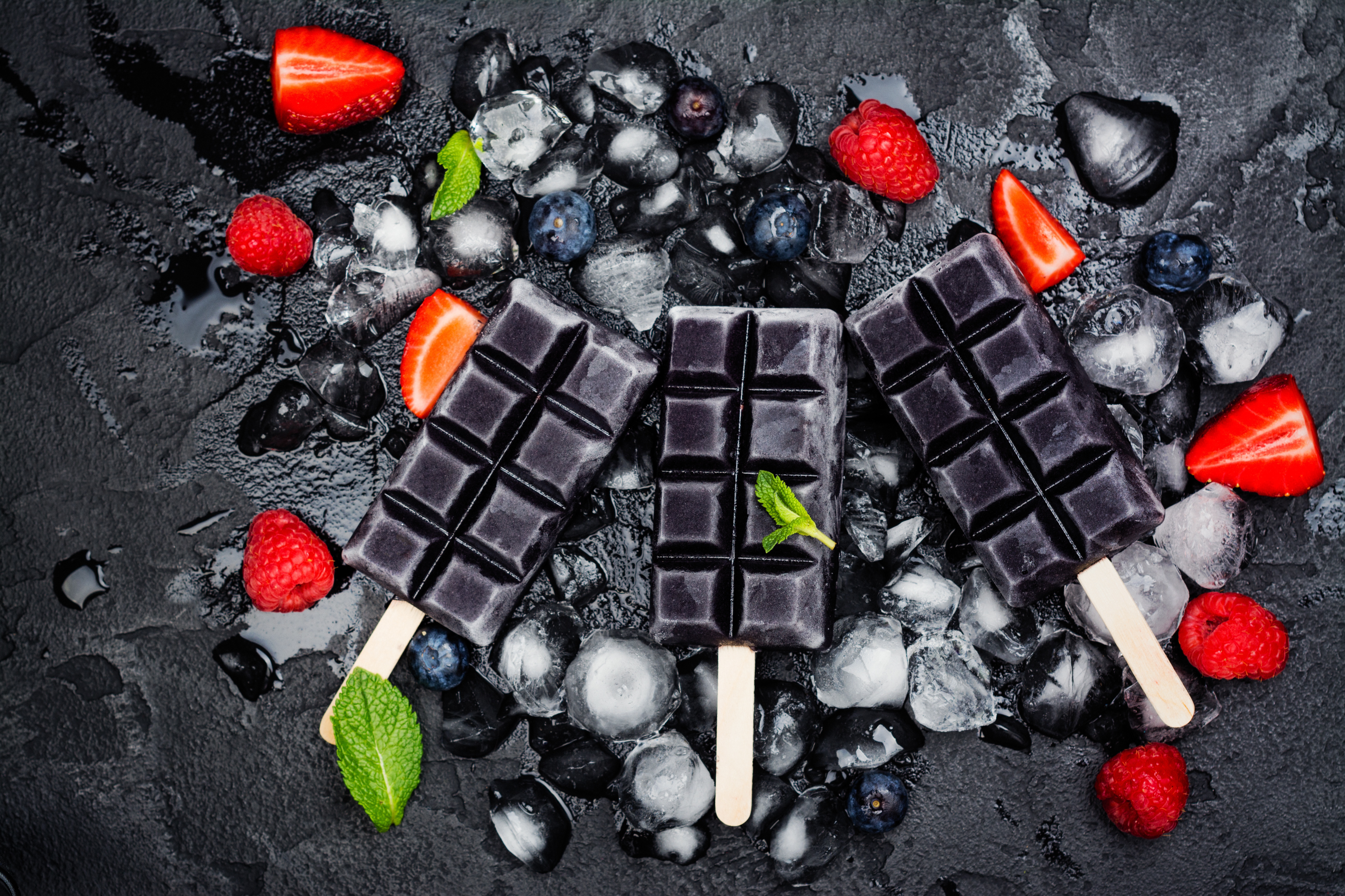 Download mobile wallpaper Food, Ice, Chocolate, Ice Cream, Still Life, Berry for free.