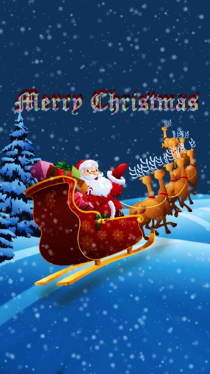 Download mobile wallpaper Snow, Christmas, Holiday, Santa, Reindeer for free.