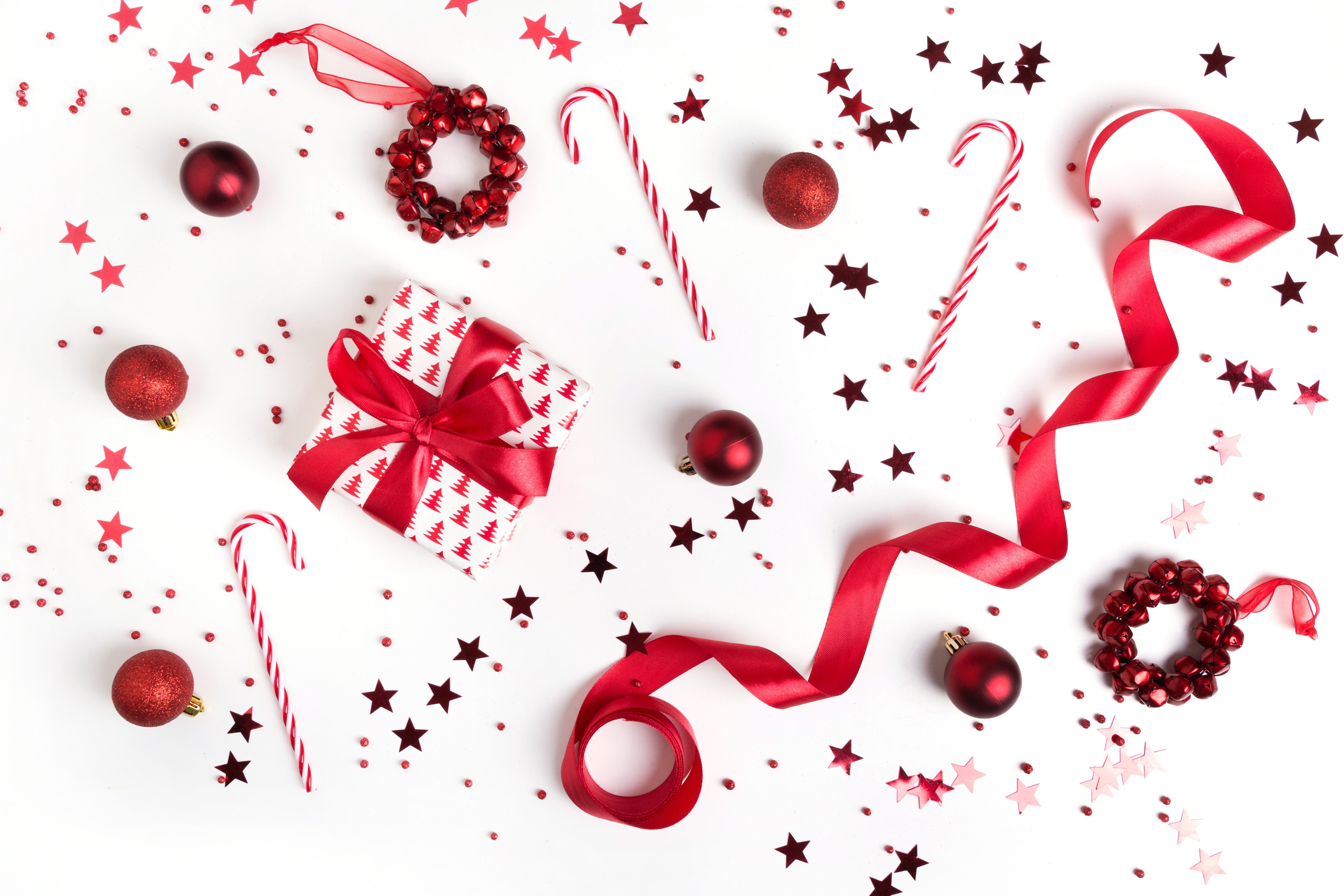 Laden Sie das Feiertage, Weihnachten, Geschenk, Flitter, Zuckerstange-Bild kostenlos auf Ihren PC-Desktop herunter