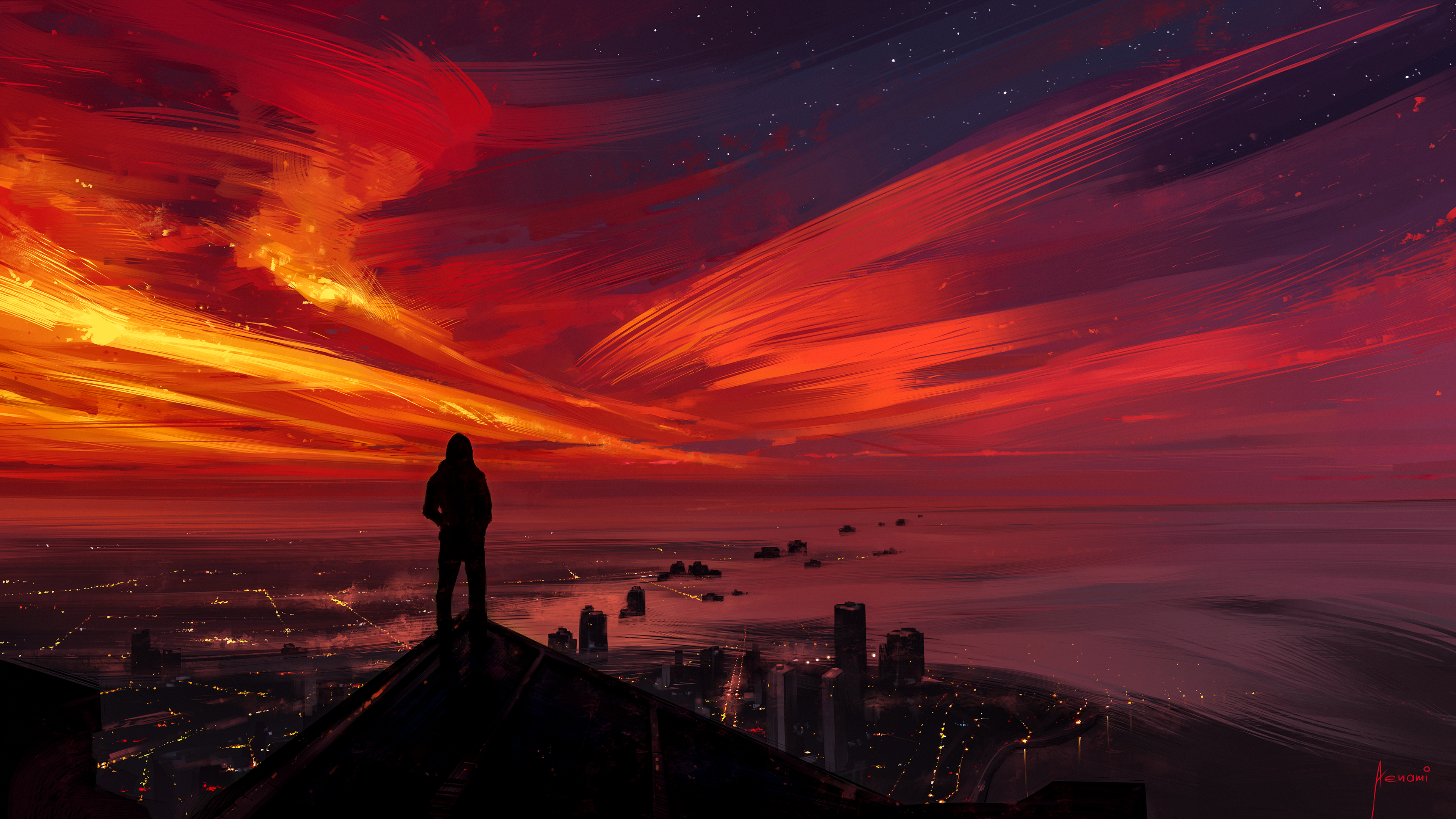 Free download wallpaper Landscape, Sunset, Artistic on your PC desktop