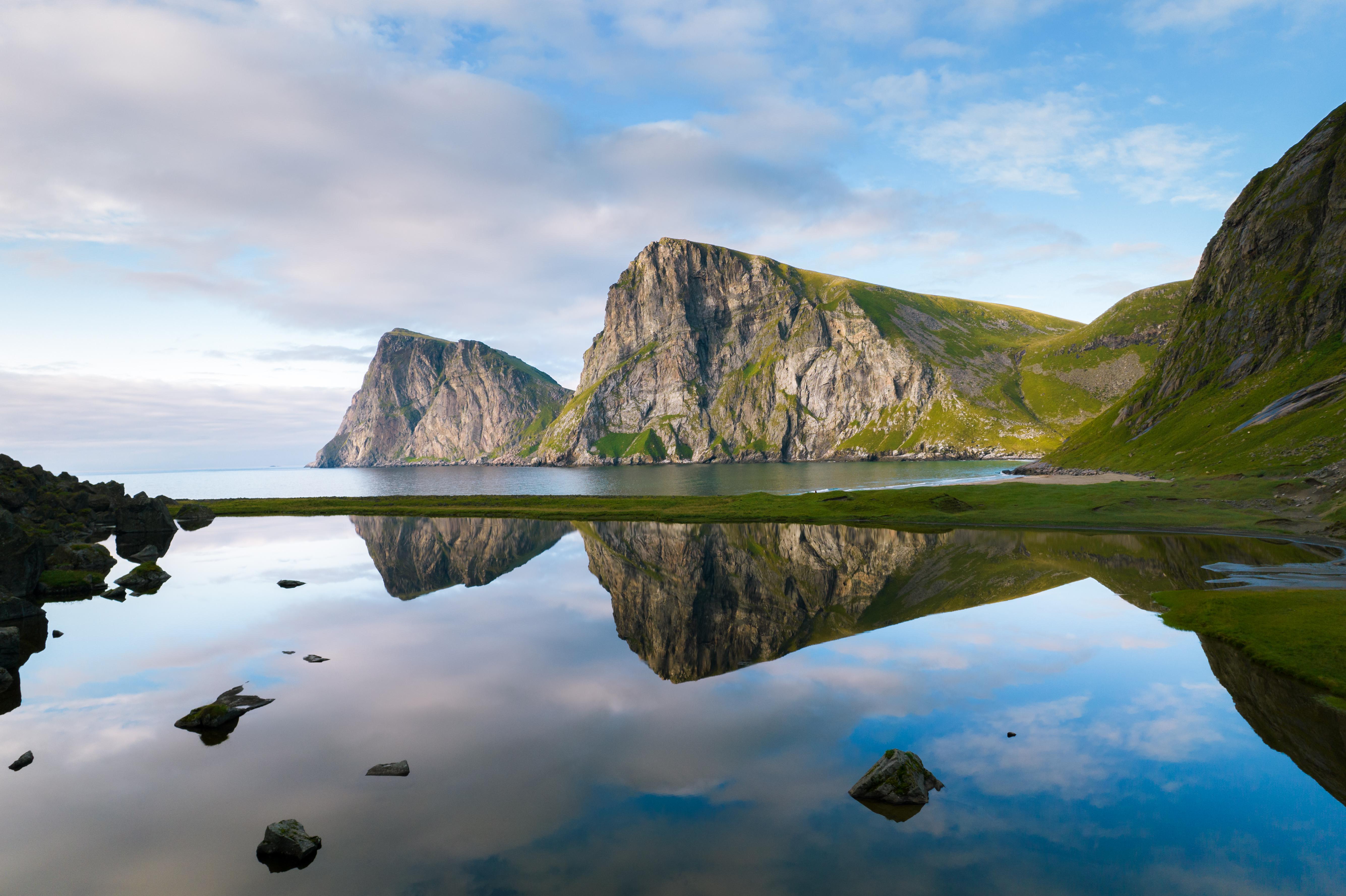 Download mobile wallpaper Reflection, Norway, Photography, Lofoten for free.